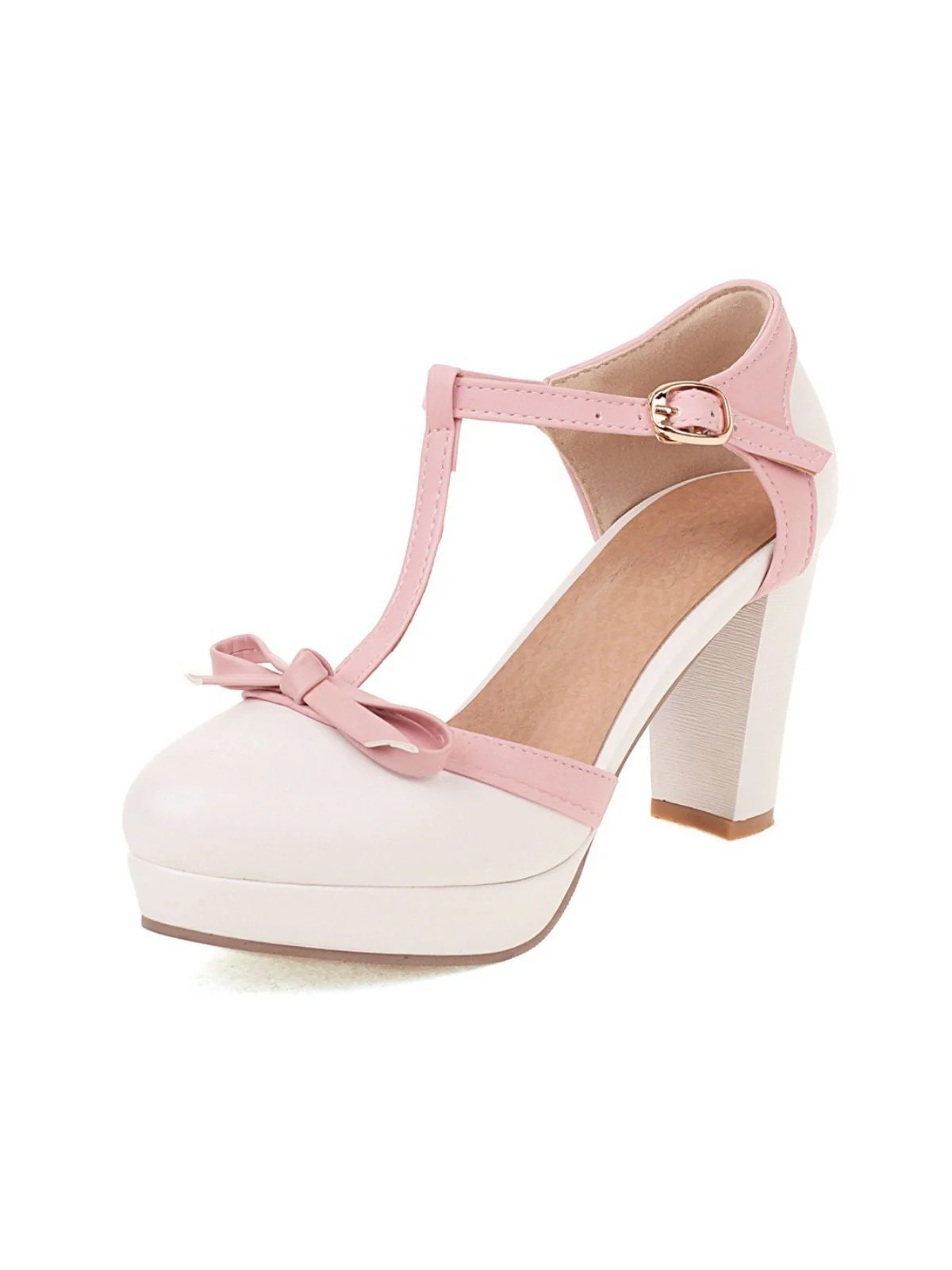 PU Leder Bogen T-Träger High Heels - Image 3