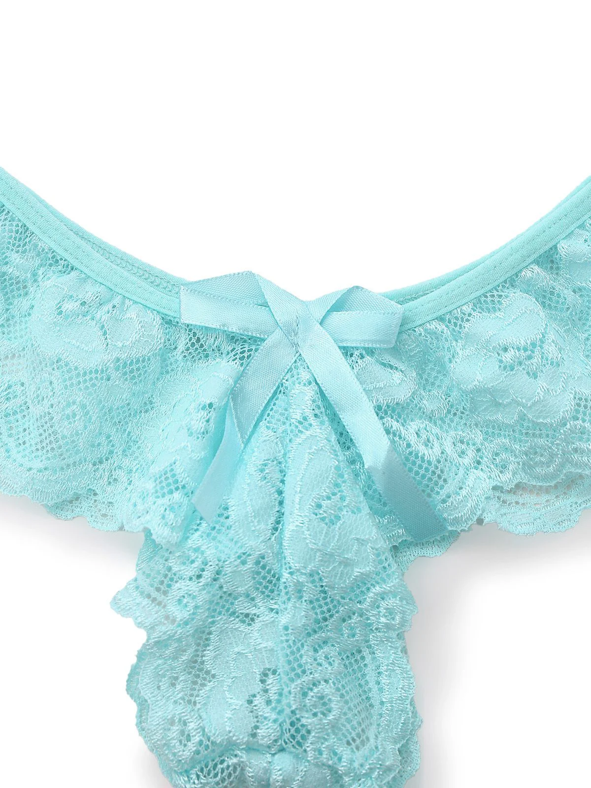 Aqua Blau 1980er Spitze Bogen Dessous Set - Image 5