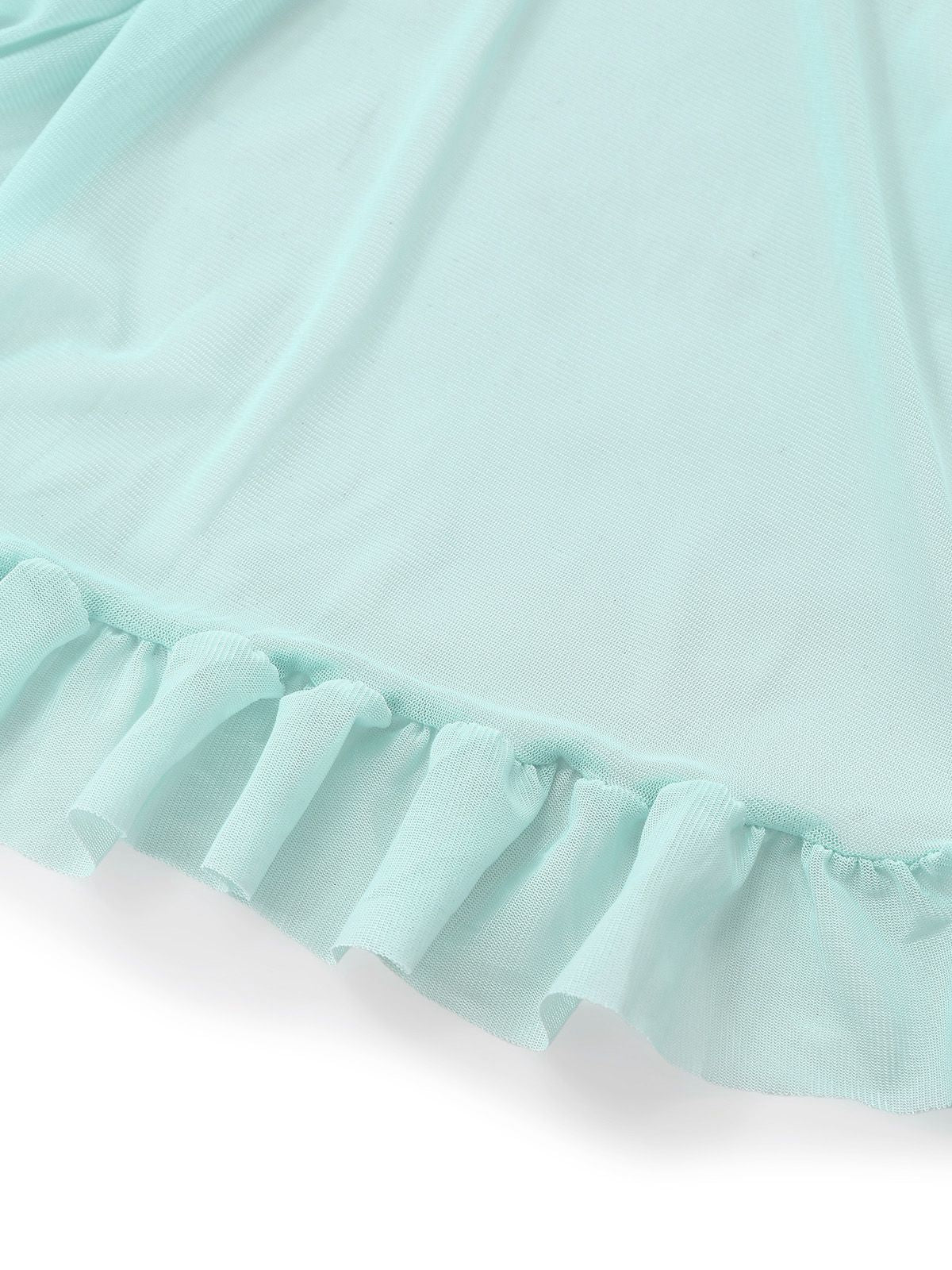 Aqua Blau 1980er Spitze Bogen Dessous Set - Image 6
