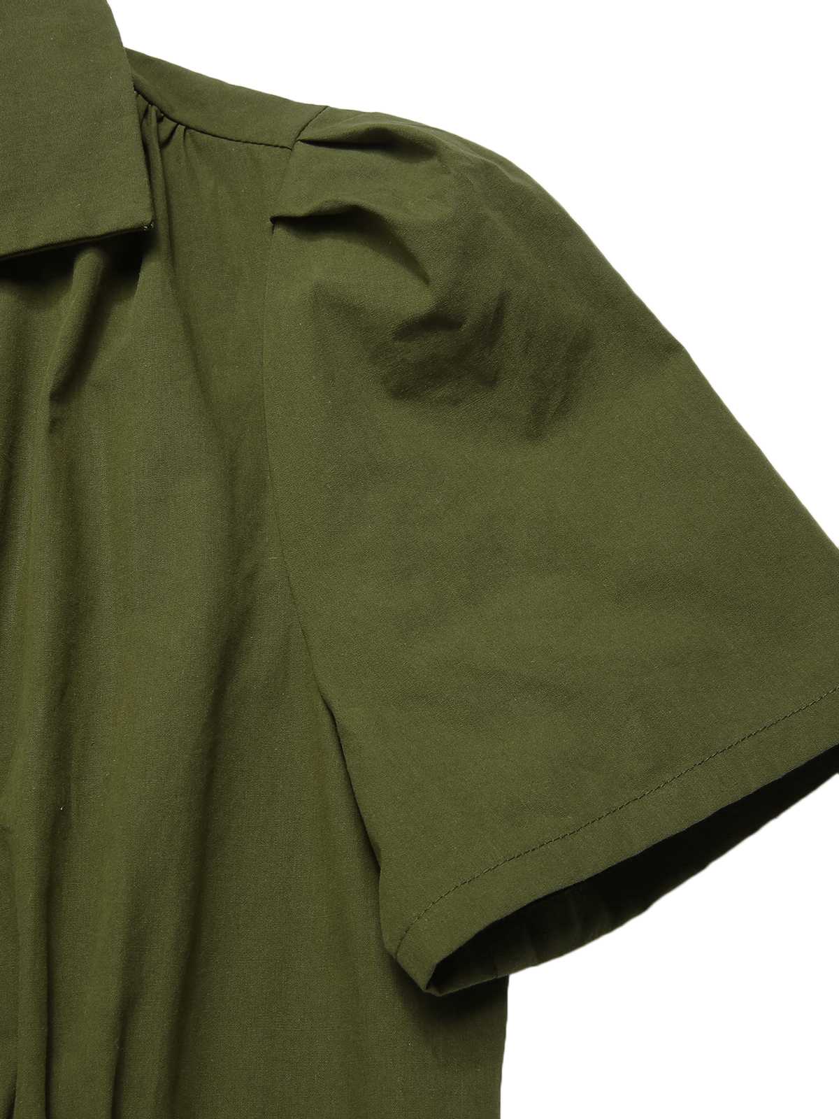 Armeegrün 1940er Revers Geknöpftes Kleid - Image 7
