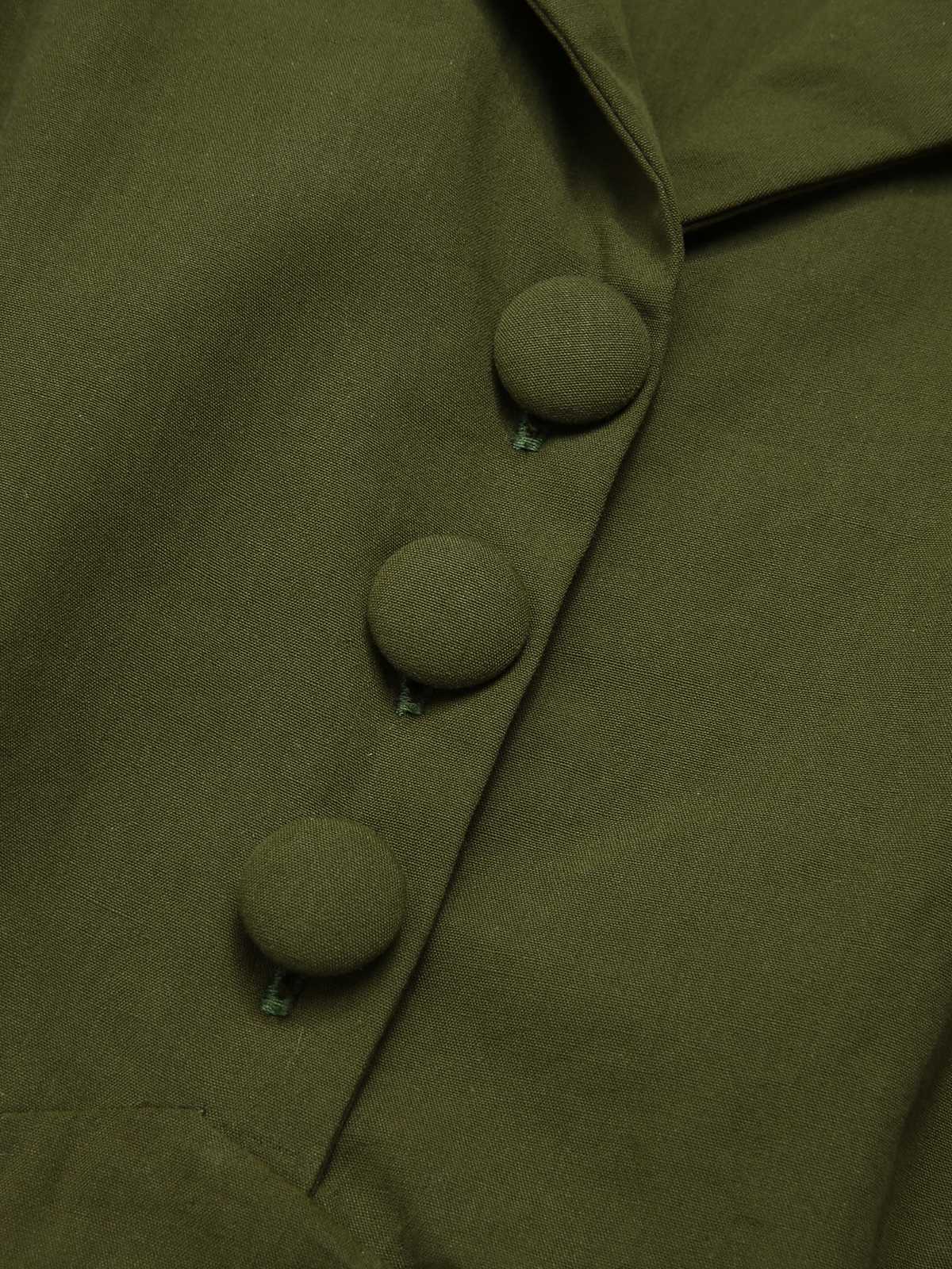 Armeegrün 1940er Revers Geknöpftes Kleid - Image 8