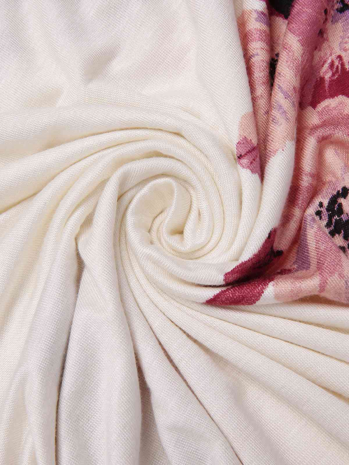 Beige 1930er Blume Quadratischer Kragen Rüschen Puffärmel Nachthemd - Image 6