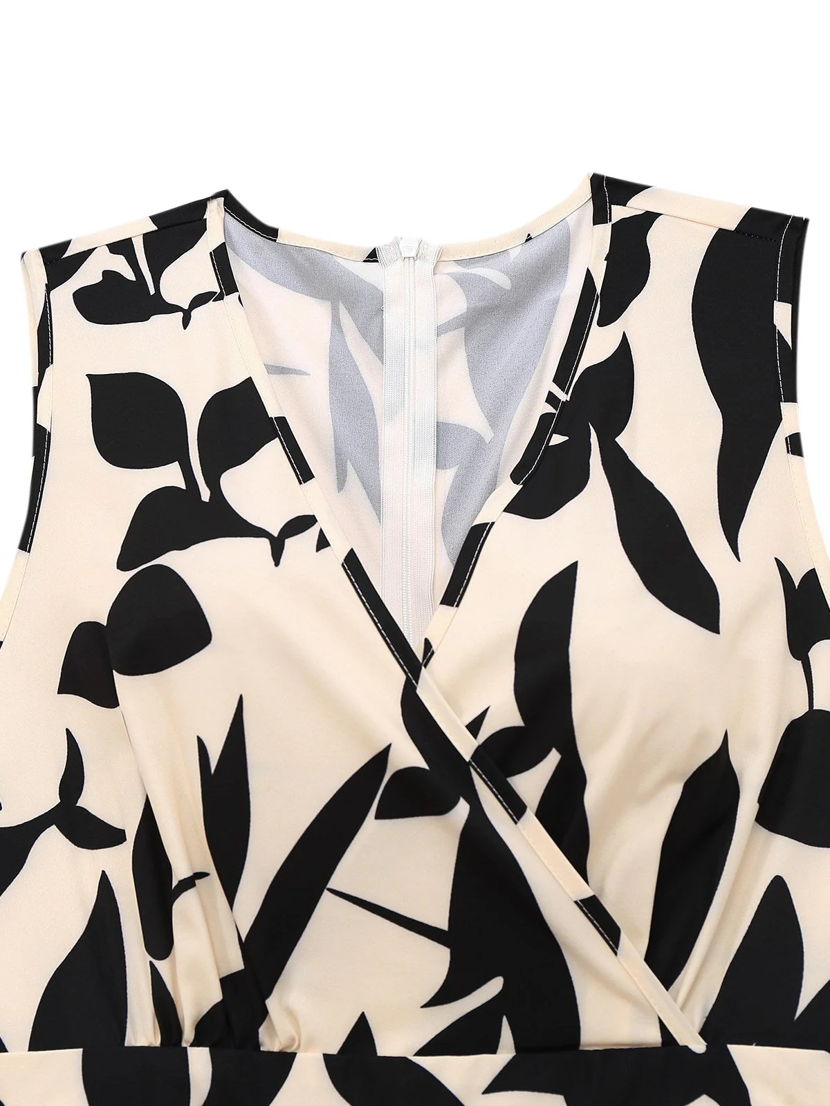 Beige 1930er Chorhemd Blätter Silhouette Jumpsuit - Image 3