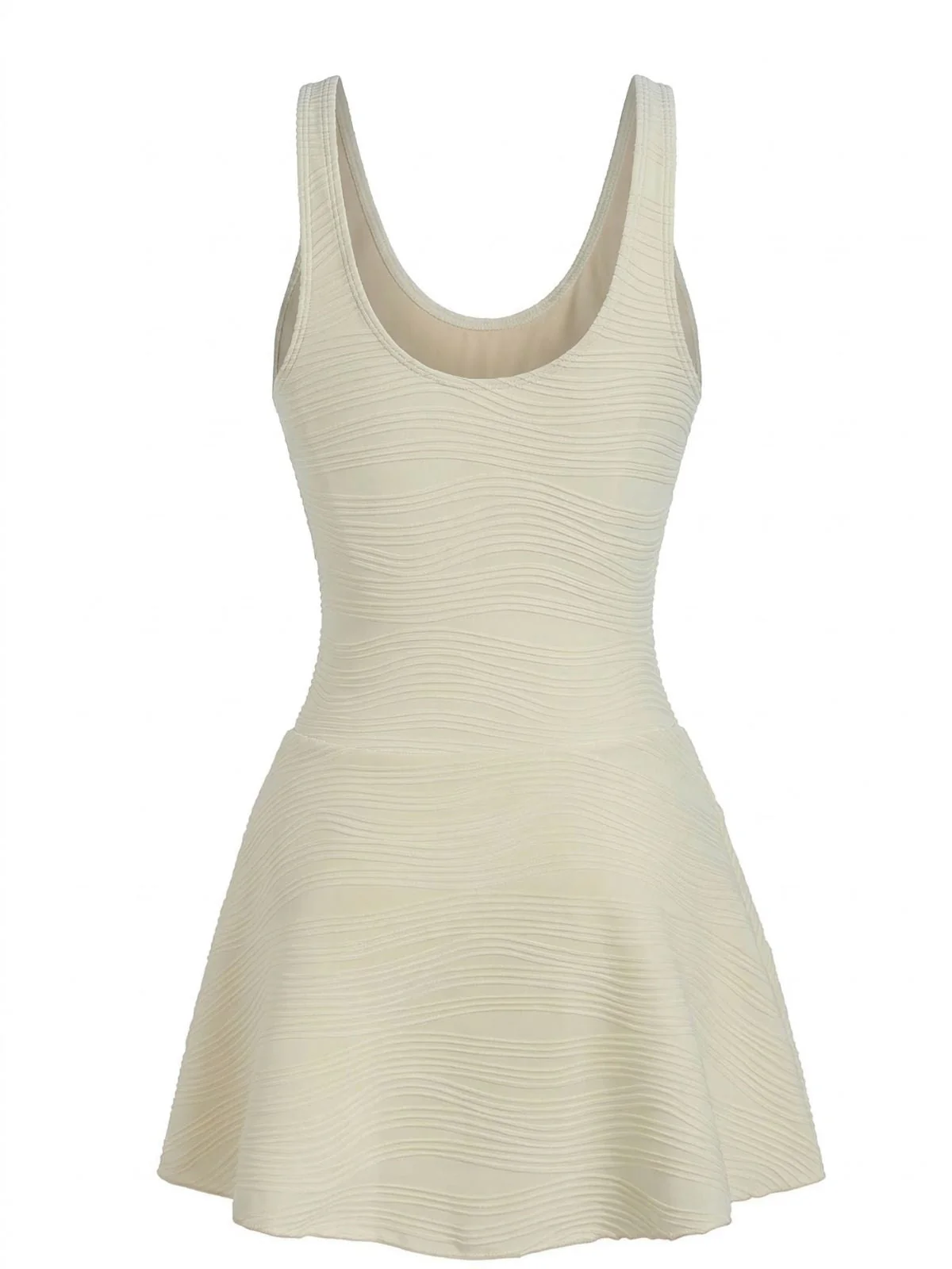 Beige 1930er Uni Schnürung Badekleid - Image 3