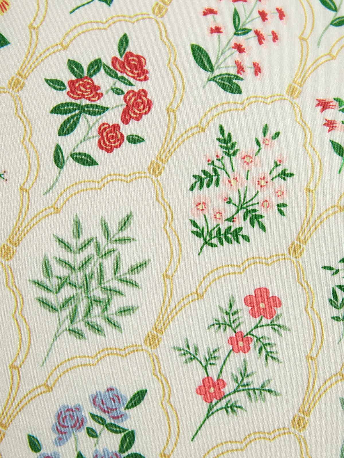 Beige 1940er Blumen Schnüren Stehkragen Flügelärmel Kleid - Image 8