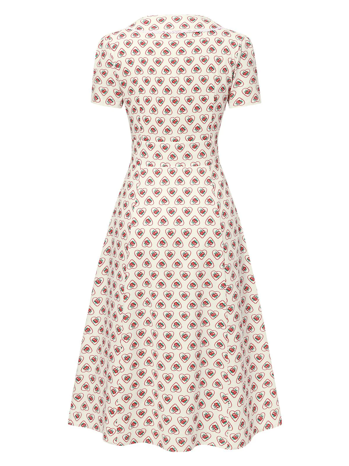 Beige 1940er Puffärmel Revers Blumen Kleid - Image 14