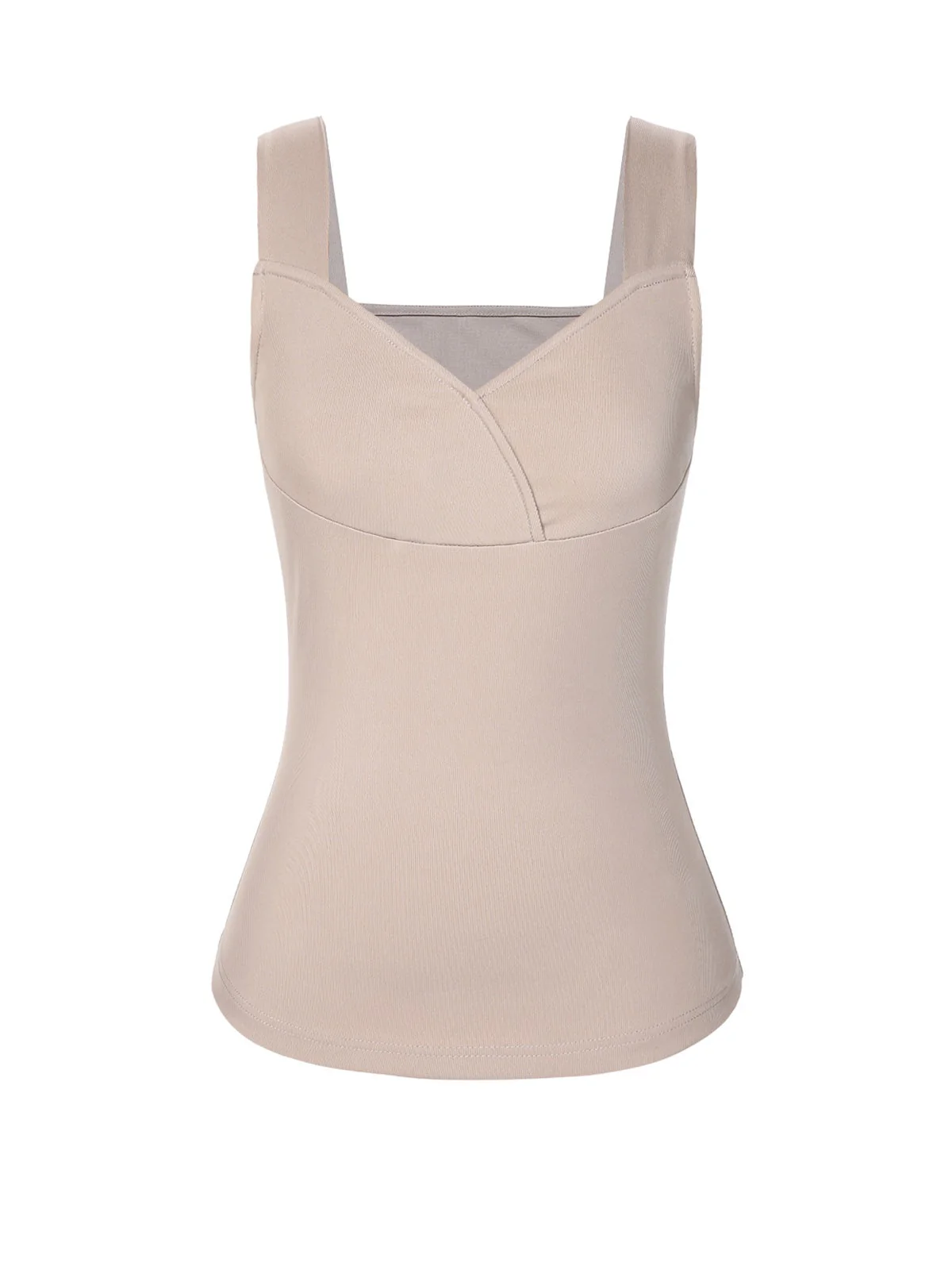 Beige 1940er Solide Herzförmig Gestrickt Top - Image 2