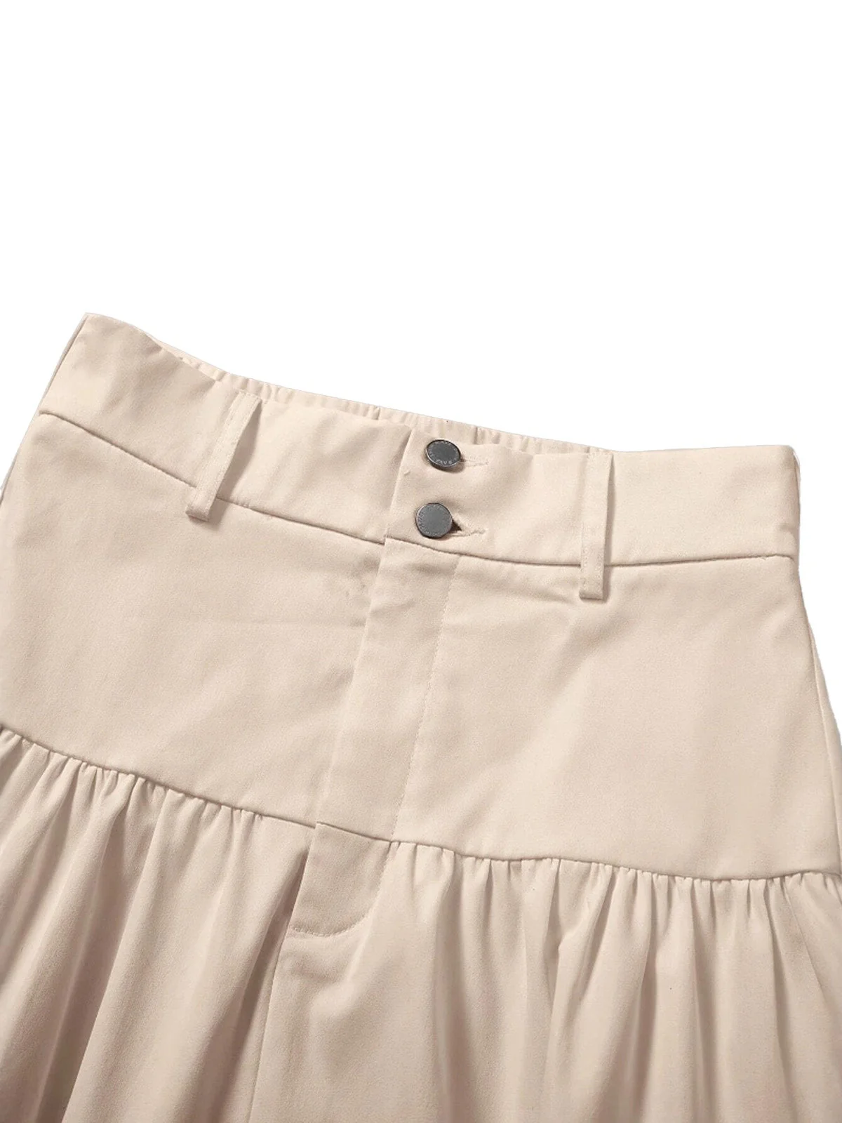 Beige 1940er Solide Mehrschichtig Rüschen Rock - Image 4