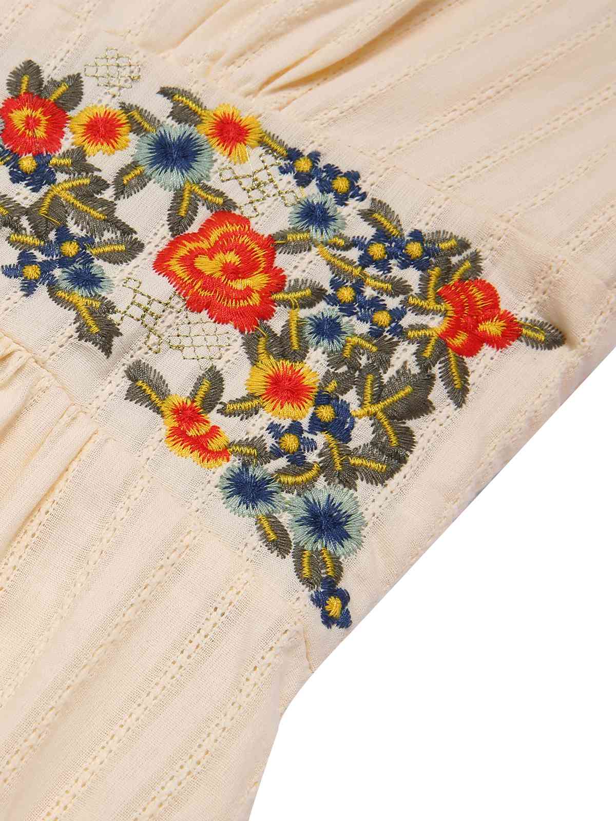 Beige 1940er V-Ausschnitt Knöpfen Blumen Kleid - Image 7