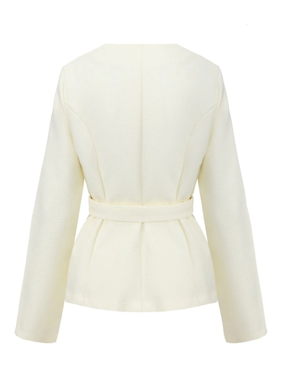 Beige 1950er Lange Ärmel Knöpfe Anzug Jacke - Image 3
