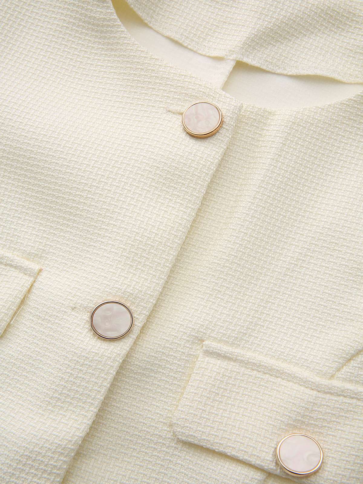 Beige 1950er Lange Ärmel Knöpfe Anzug Jacke - Image 4
