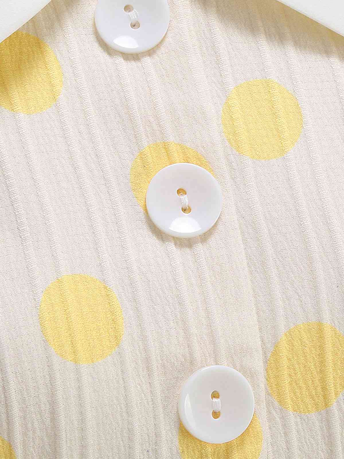 Beige 1950er Polka Dots Revers Tasten Kleid - Image 4