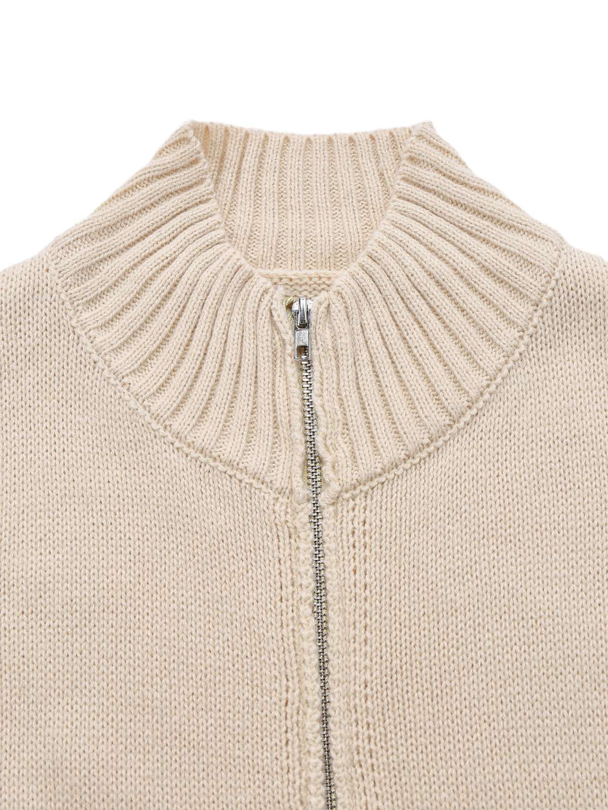 Beige 1950er Revers Ärmellos Stricken Weste - Image 3