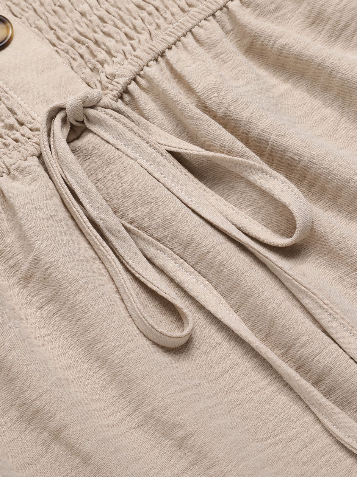 Beige 1950er Solide Gesmokter Trägerloser Romper - Image 5