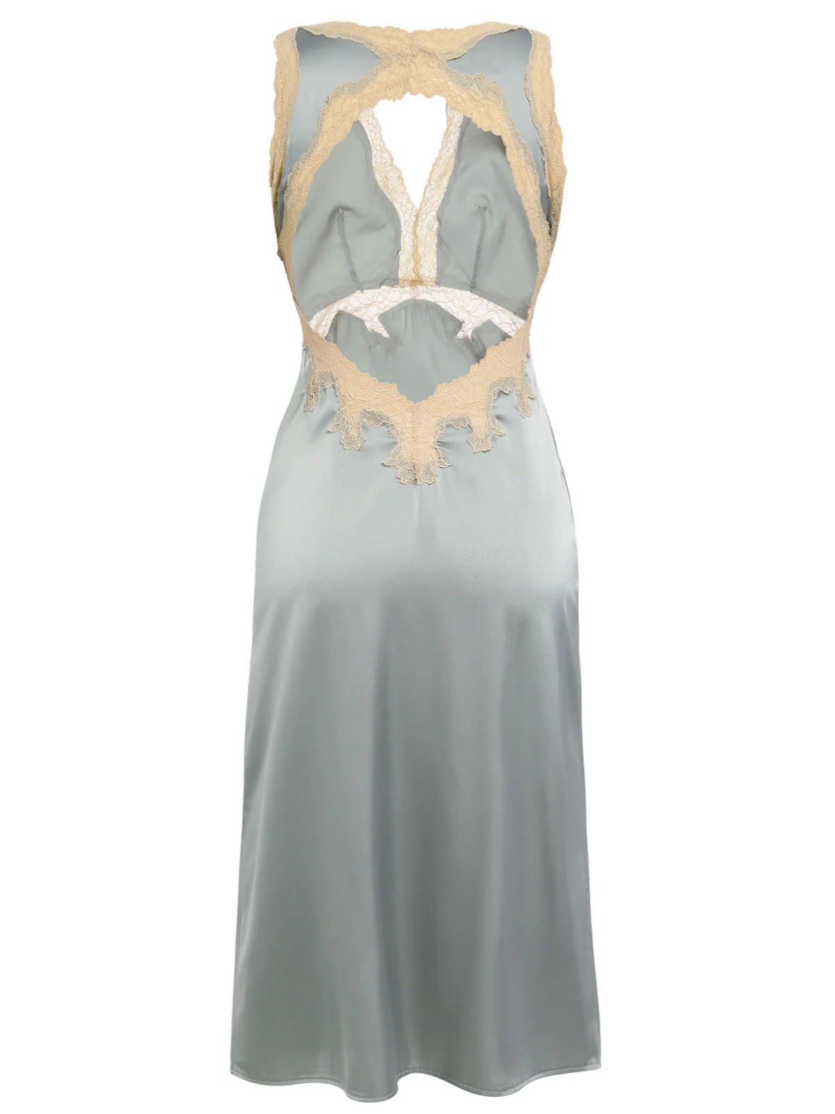Beige 1950er Spitze Rückenfrei V-Ausschnitt Satin Nachtwäsche - Image 7