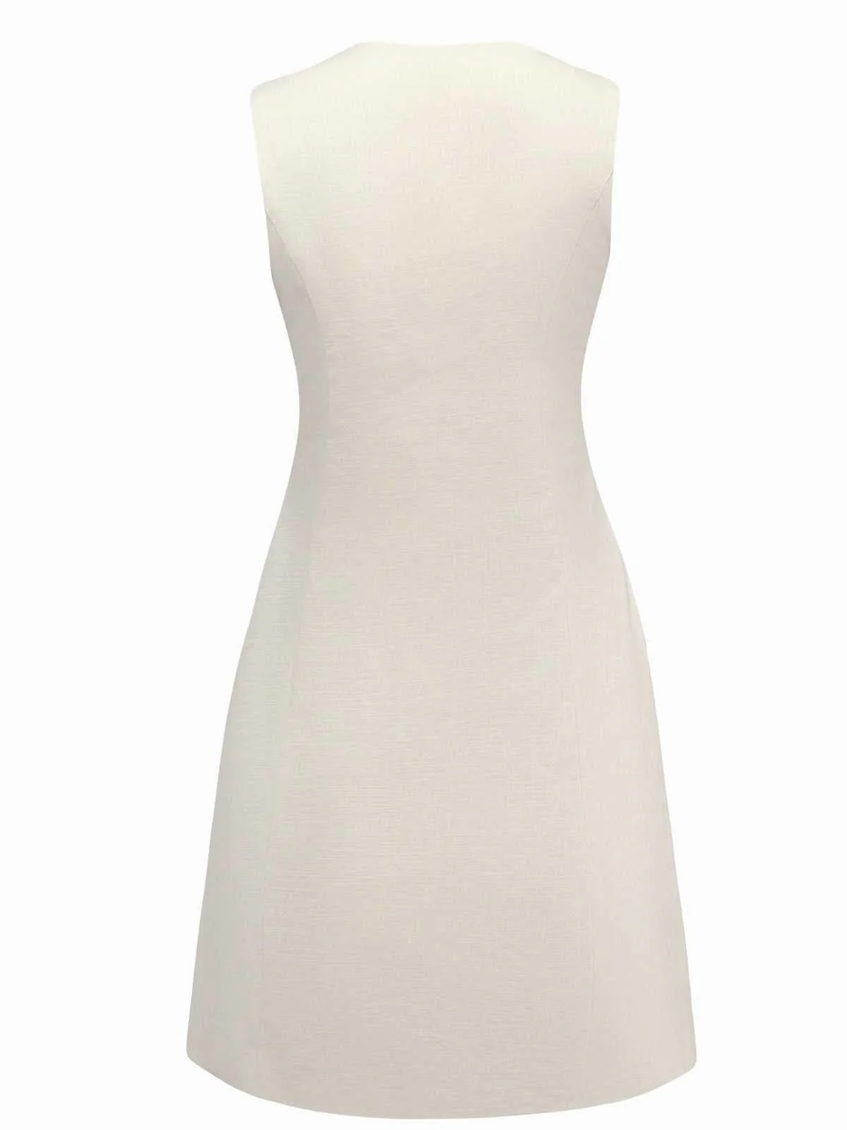 Beige 1960er Seestern Hülse Tasten Ärmellos Kleid - Image 2