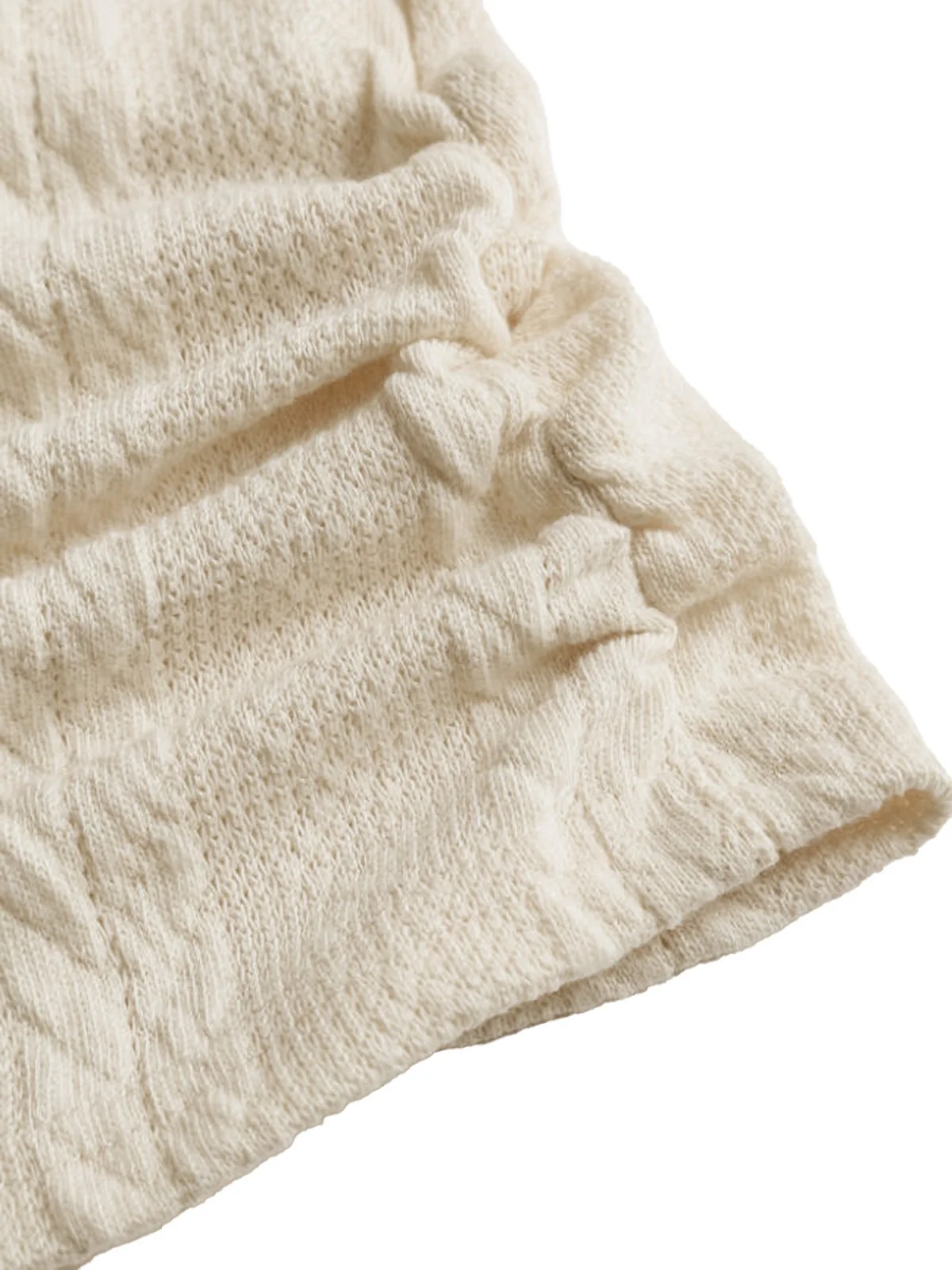Beige 1960er Solide Kunst Knopf Stricken Pullover - Image 4