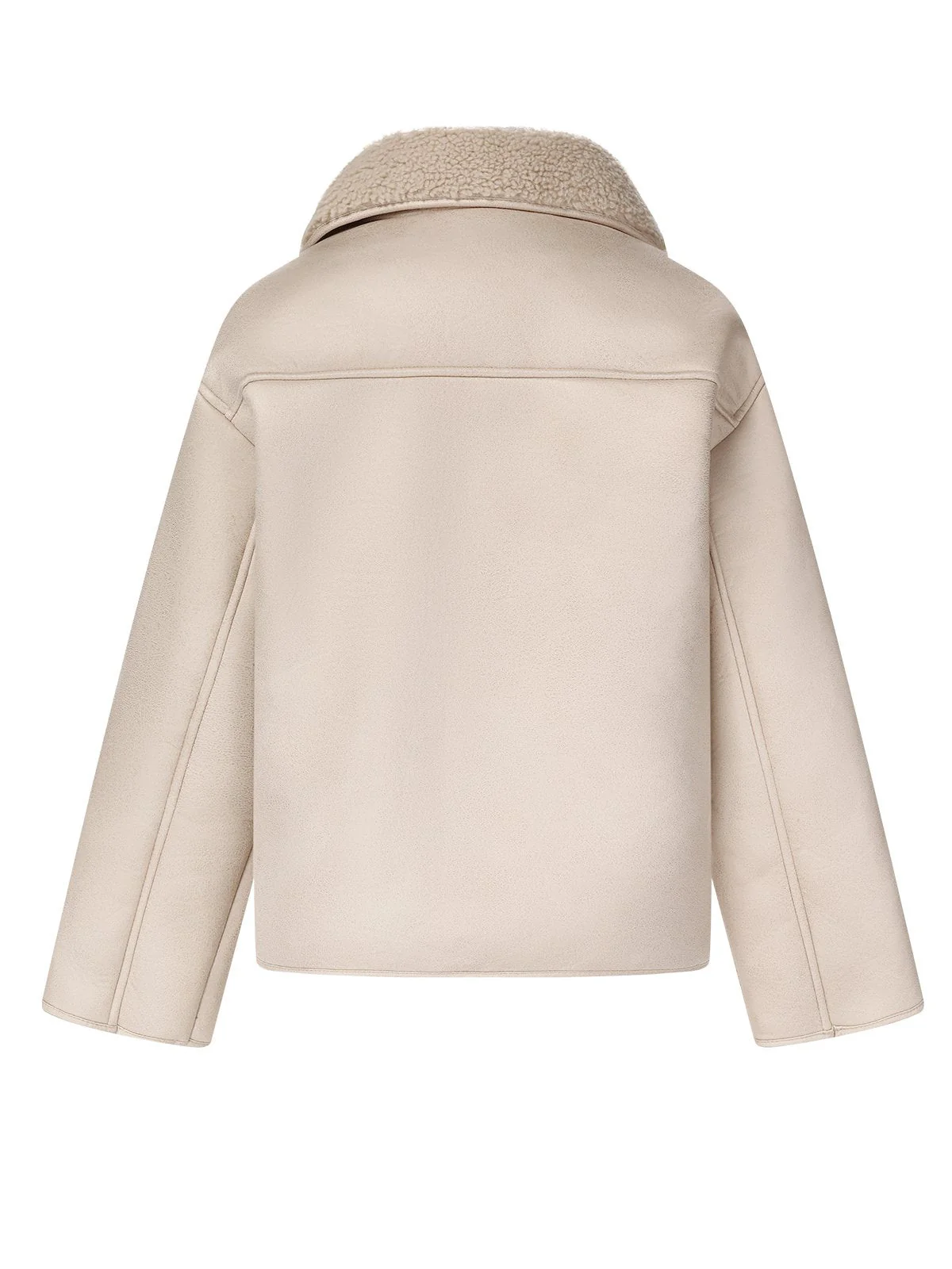 Beige 1960er Solide Polarfleece-Futter Mantel - Image 3