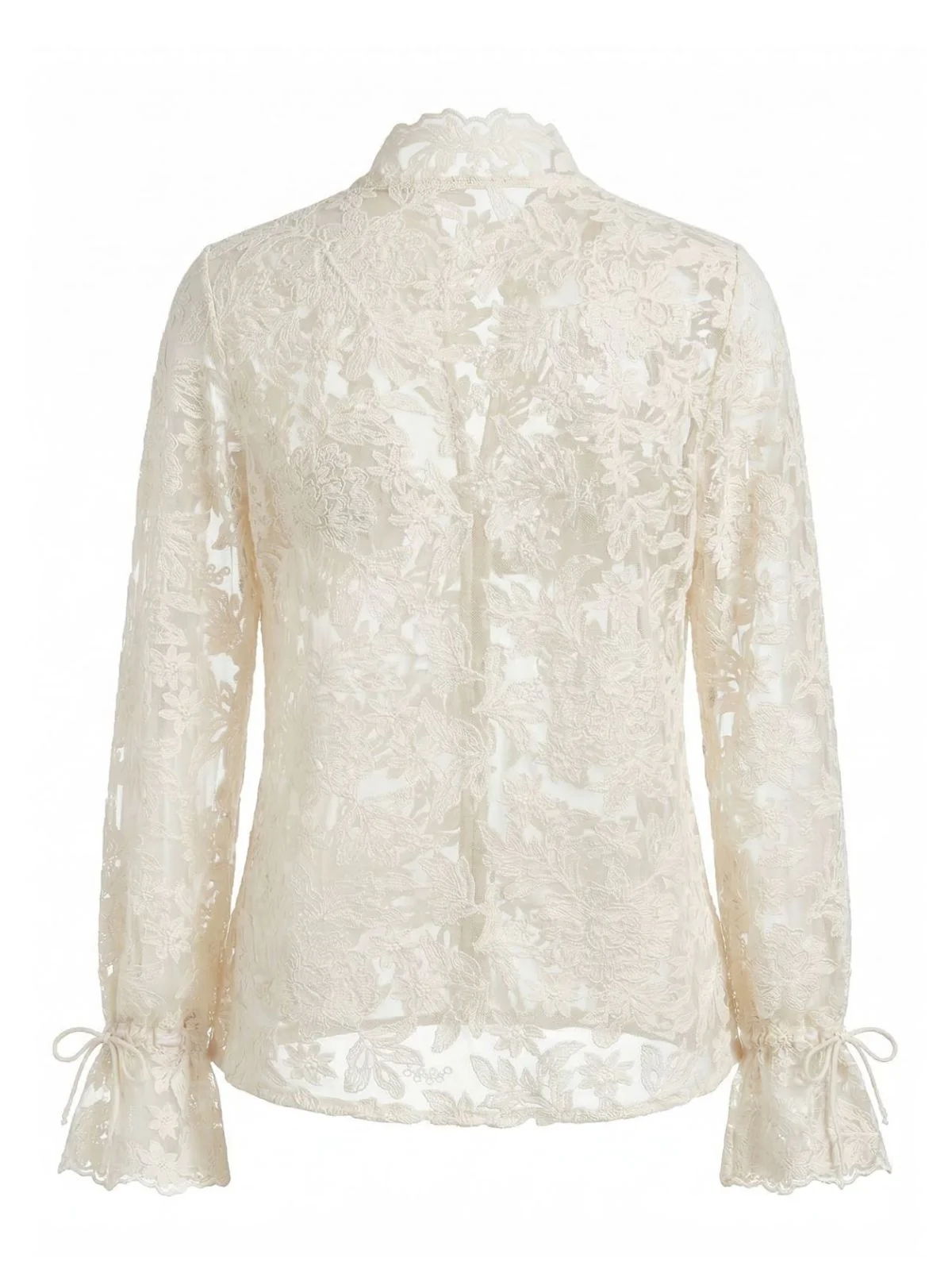 Beige 1960er Spitze Cutout Shirt Bluse - Image 3