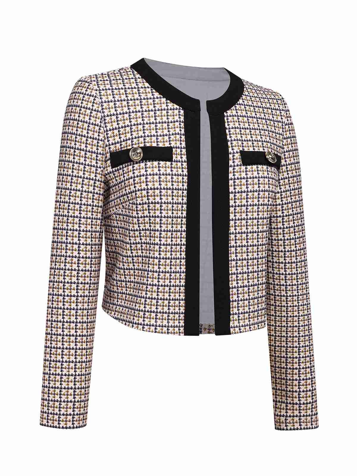 Beige 1960er Stricken Patchwork Kurz Mantel - Image 2
