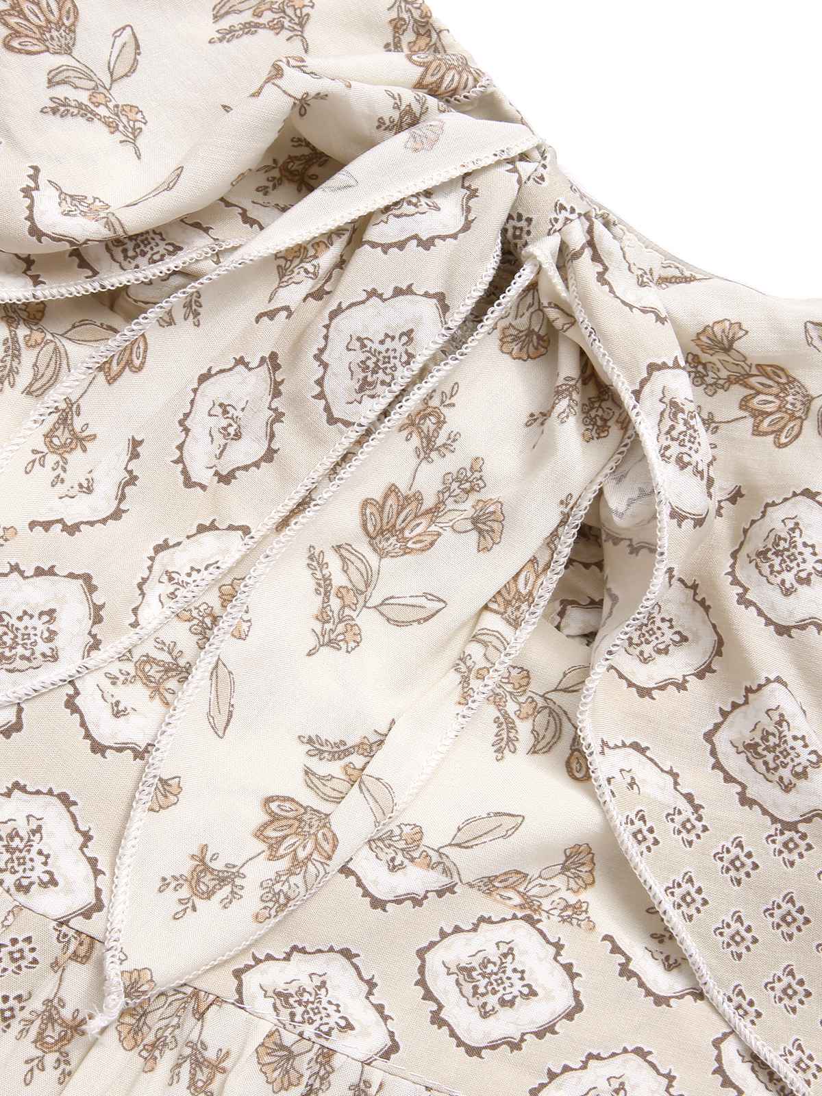 Beige 1970er Bandeau Bogen Blumen Bohemian Jumpsuit - Image 3