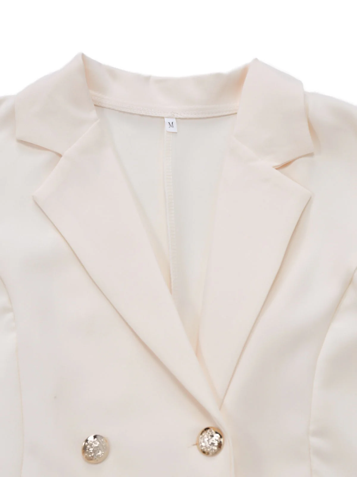 Beige 1970er Zweireihig Revers Plissiertes Kleid - Image 4