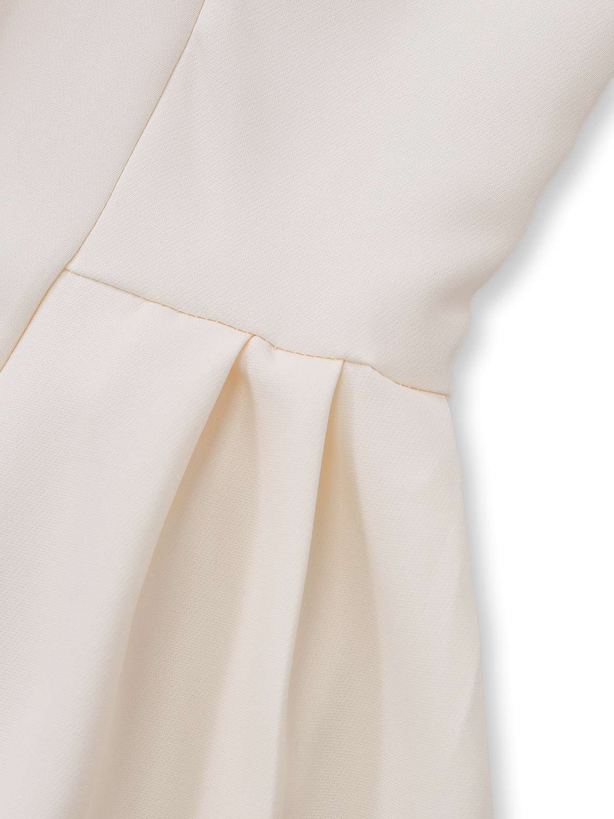 Beige 1970er Zweireihig Revers Plissiertes Kleid - Image 6