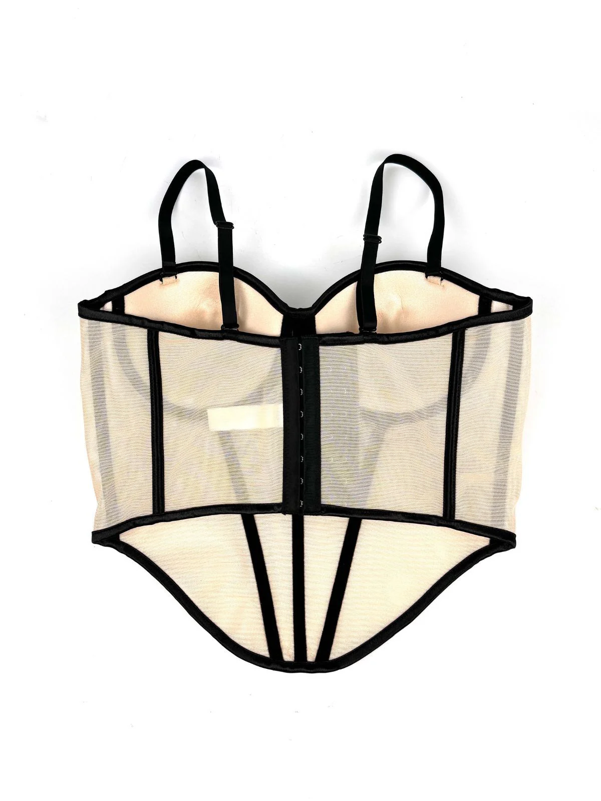 Beige 1980er Sheer Steampunk Fischgräten Korsett - Image 4