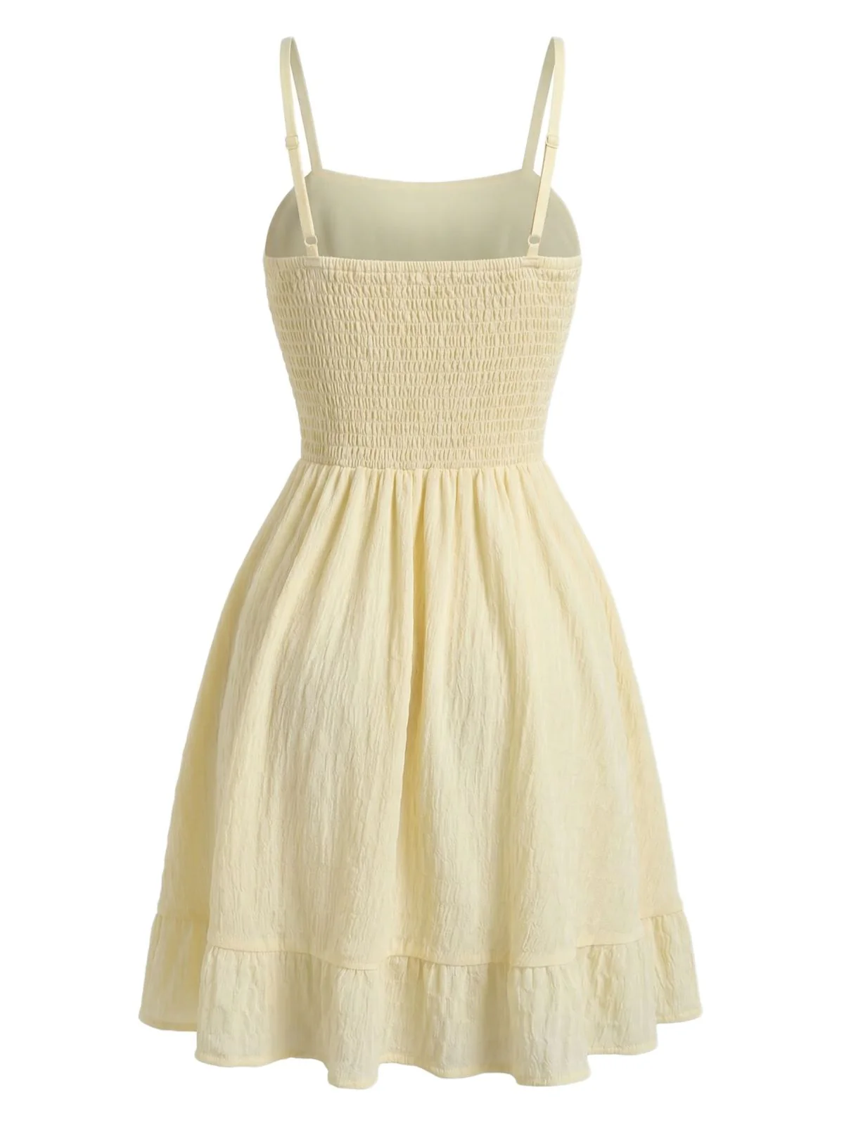 Beige 60er Minikleid mit Spaghettiträger und gerafft - Image 5