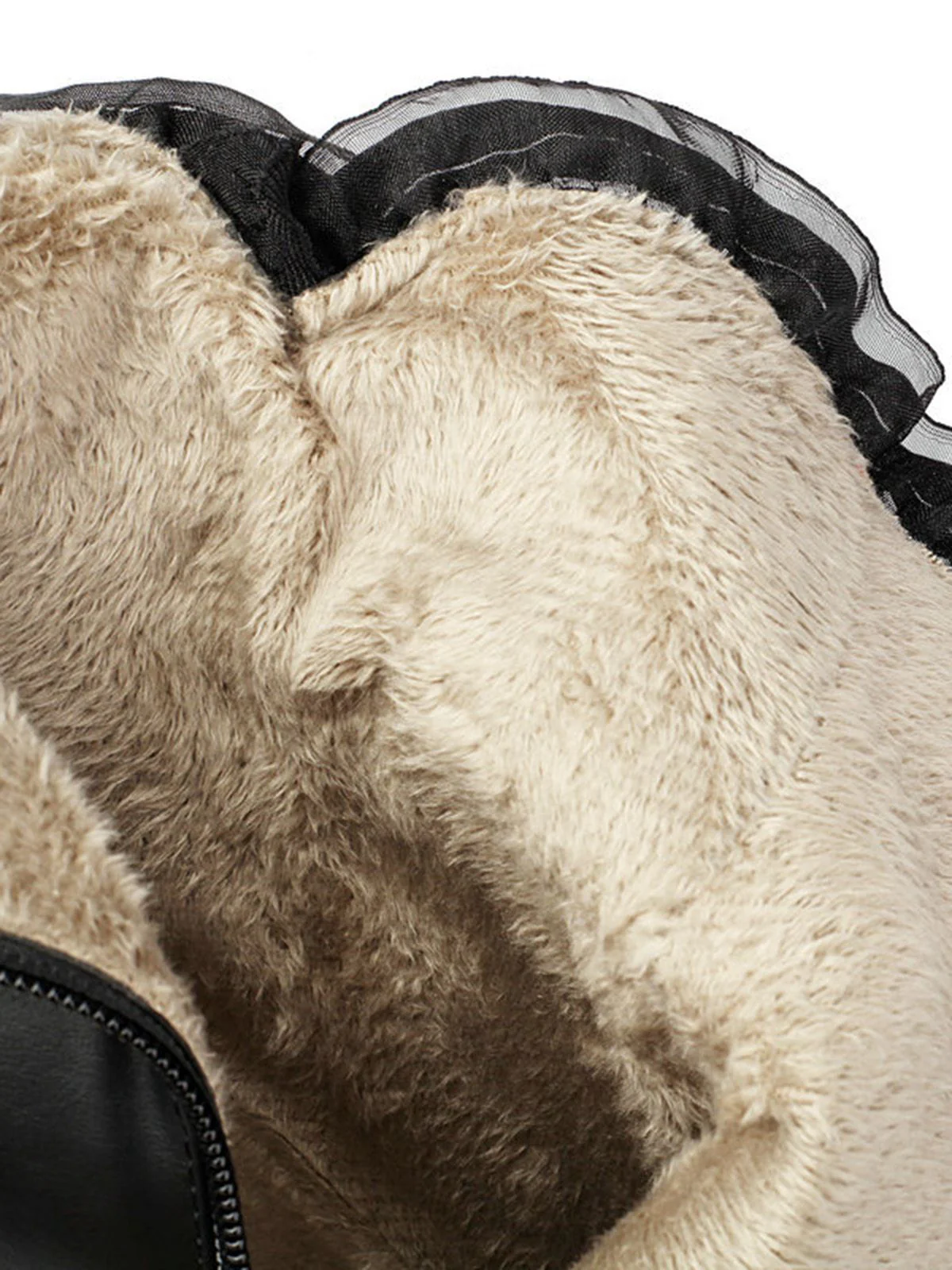 Beige PU Leder Spitze-Getrimmt Chunky Ferse Knöchel Stiefel - Image 6