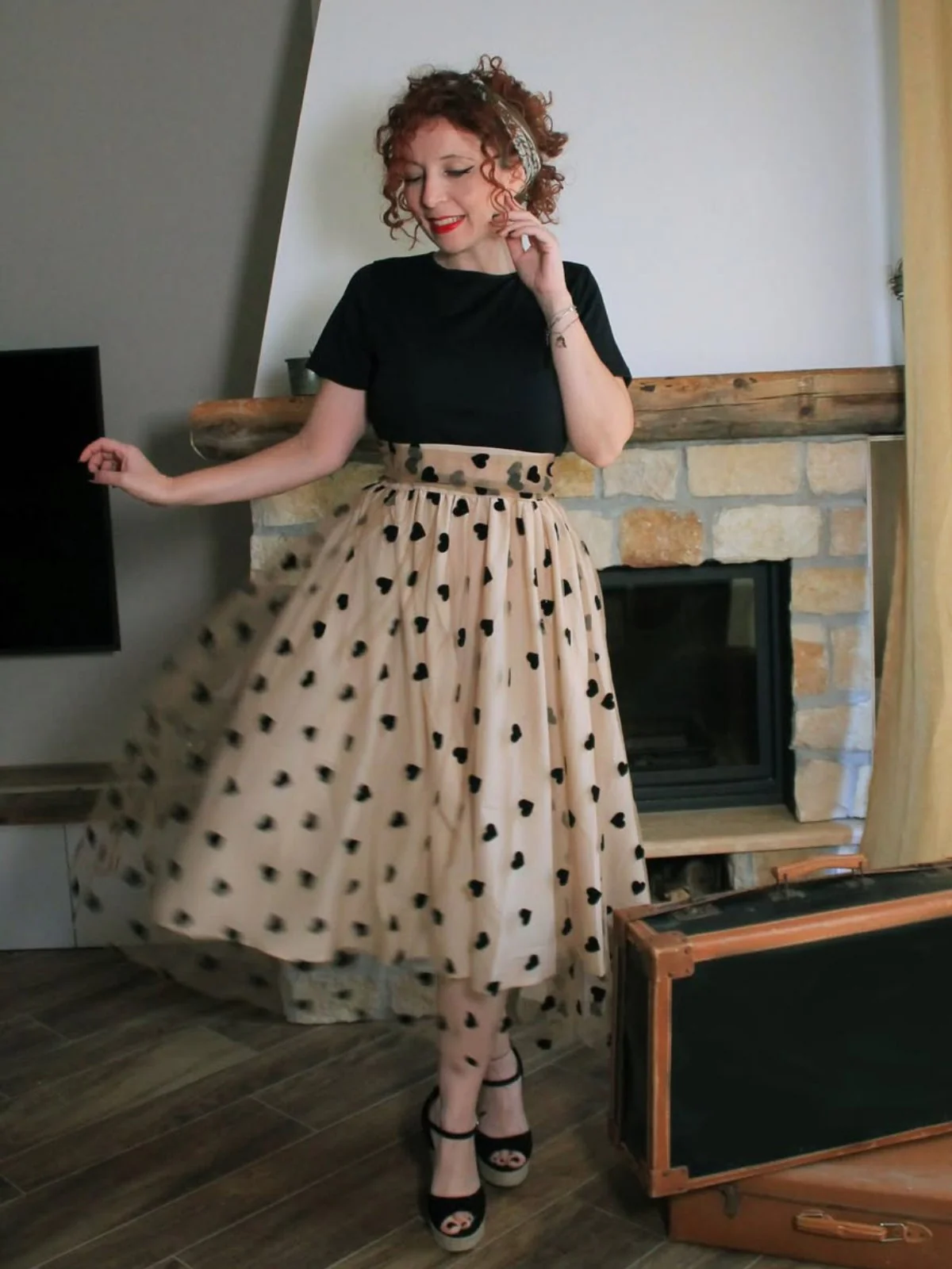 1950ER PATCHWORK KURZARM DOT SWING KLEID - Image 8