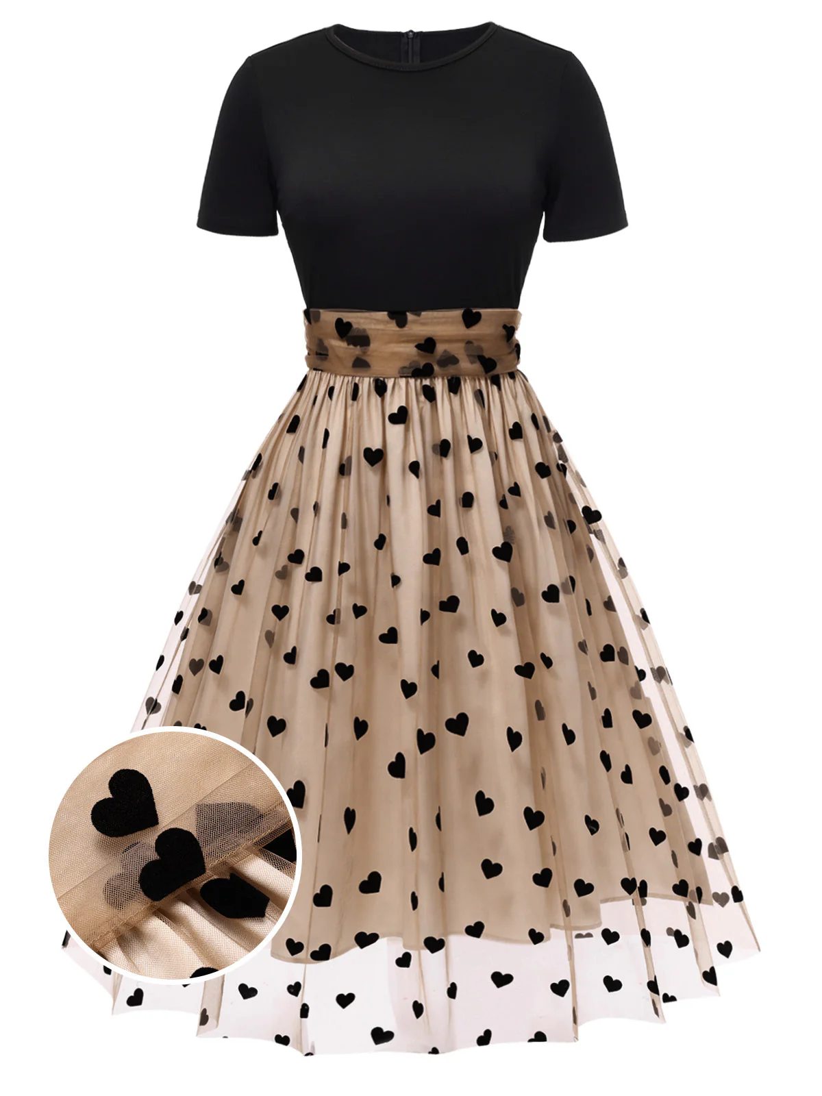 1950ER PATCHWORK KURZARM DOT SWING KLEID - Image 7