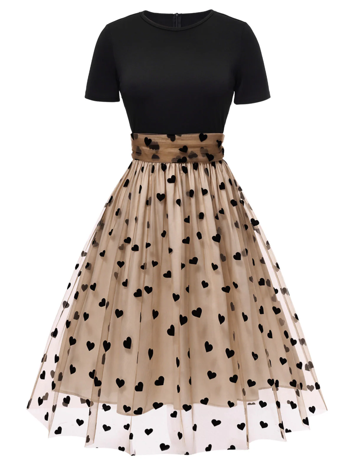 1950ER PATCHWORK KURZARM DOT SWING KLEID - Image 9