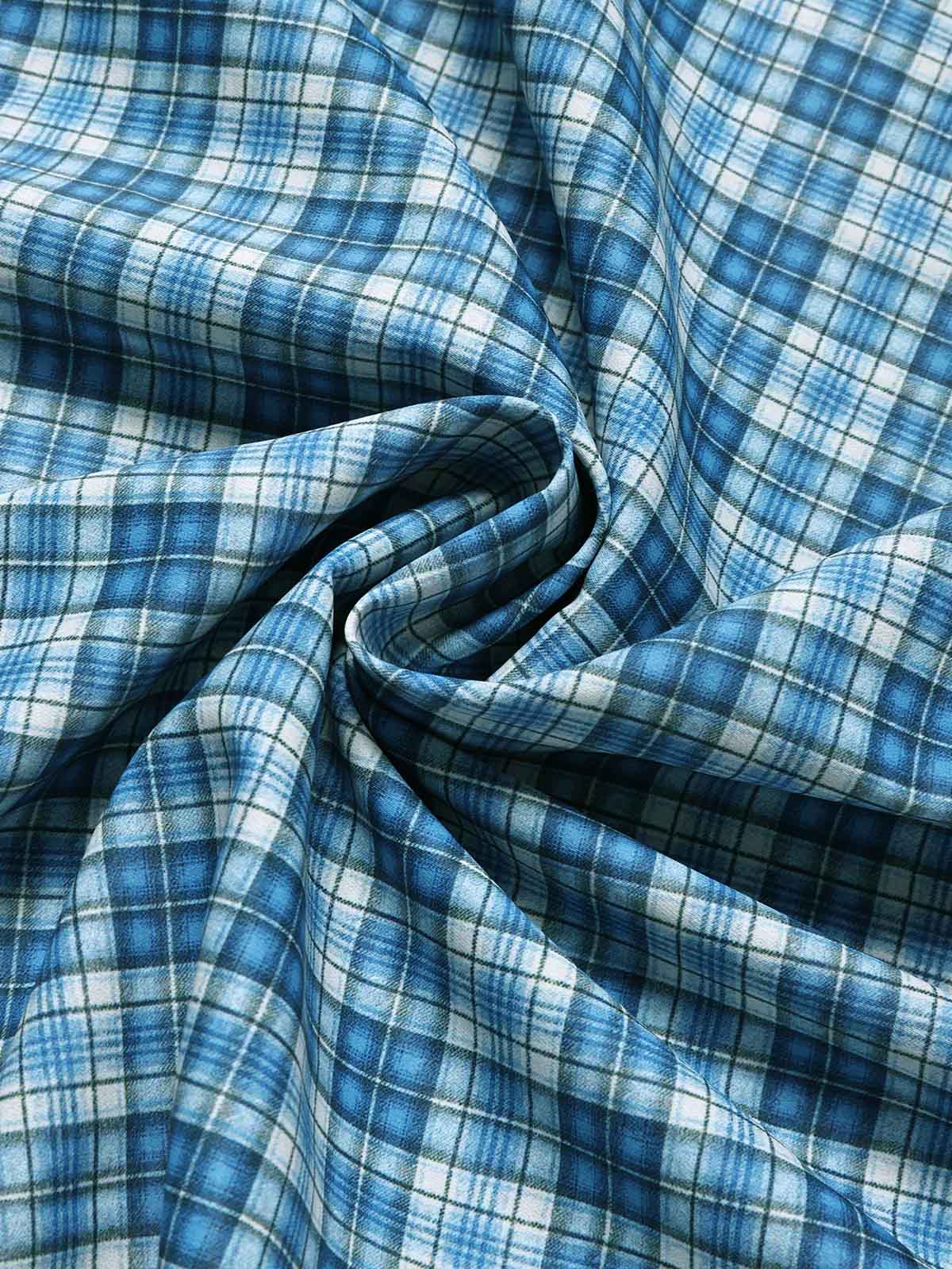 [Vorverkauf] [Übergröße] Blaues 40er Kariertes Kleid mit V-Ausschnitt und Spitze - Image 7