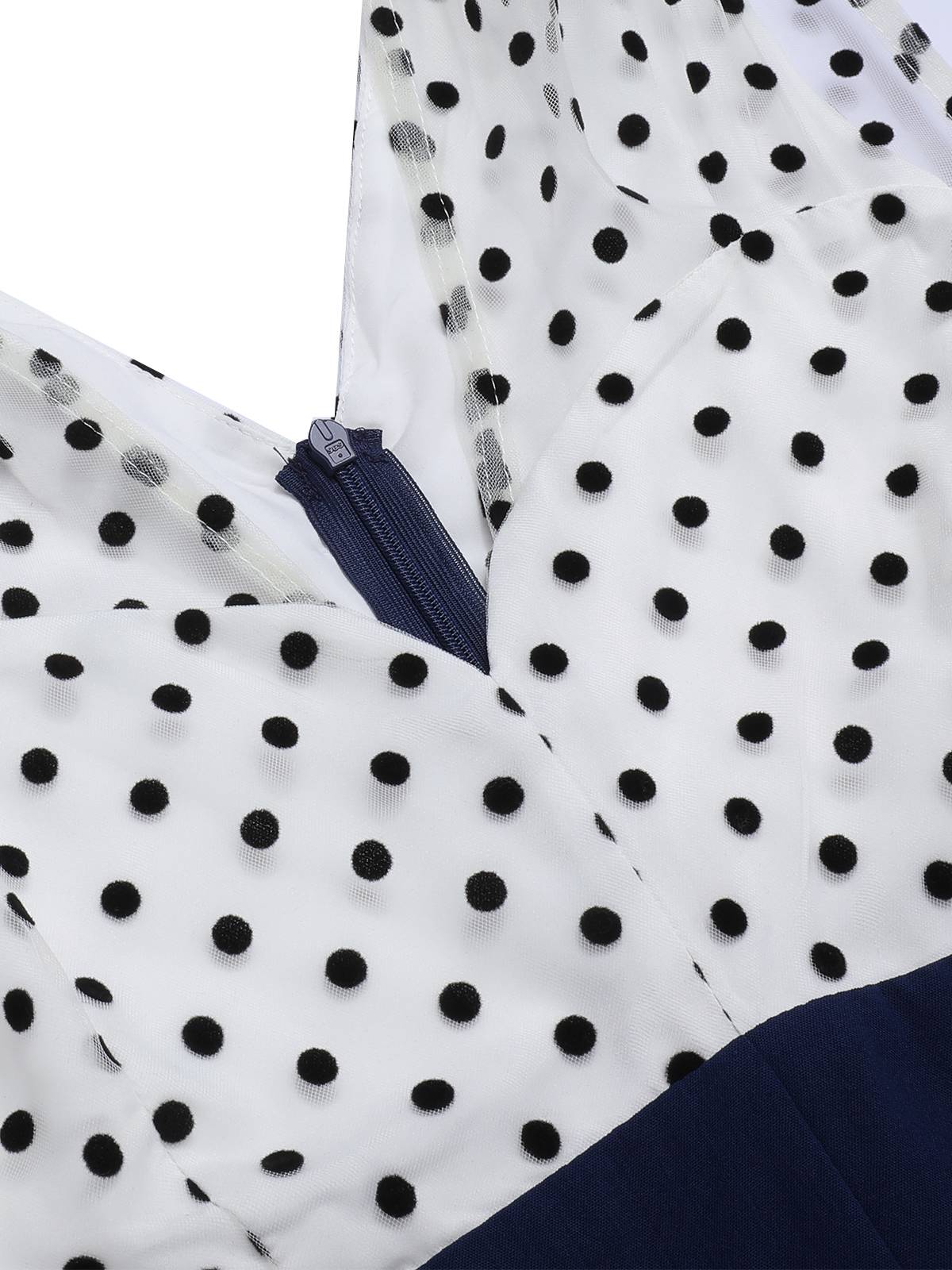 [Übergröße] Dunkelblau 1930er Polka Dot Patchwork Jumpsuit - Image 3