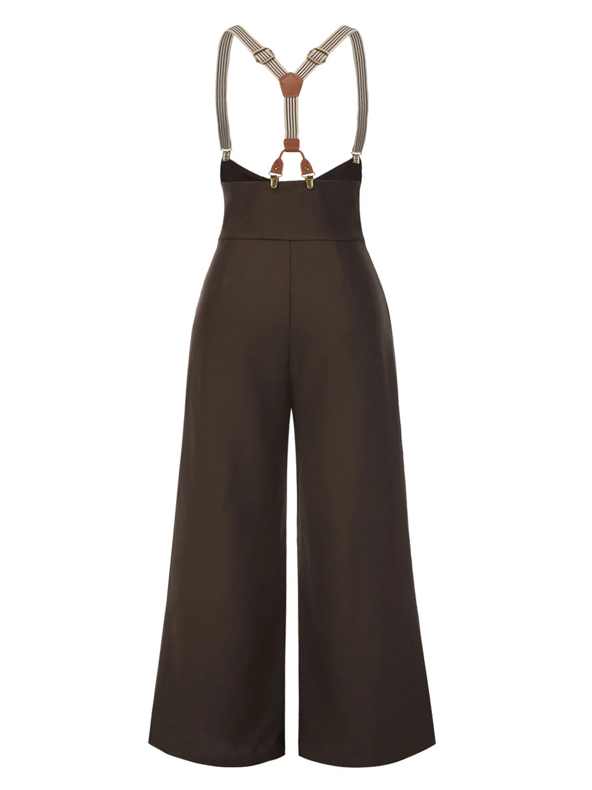 [Übergröße] Dunkelbraun 1950er Taste Straps Hose - Image 2