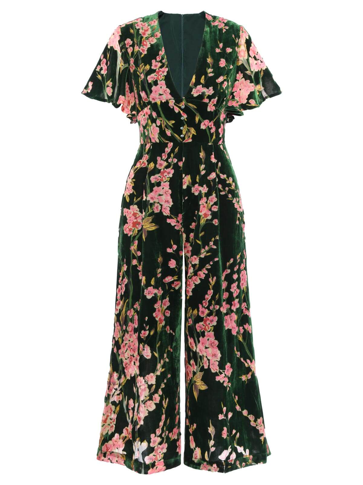 [Übergröße] Grün 1930er Samt Vintage Jumpsuit - Image 2