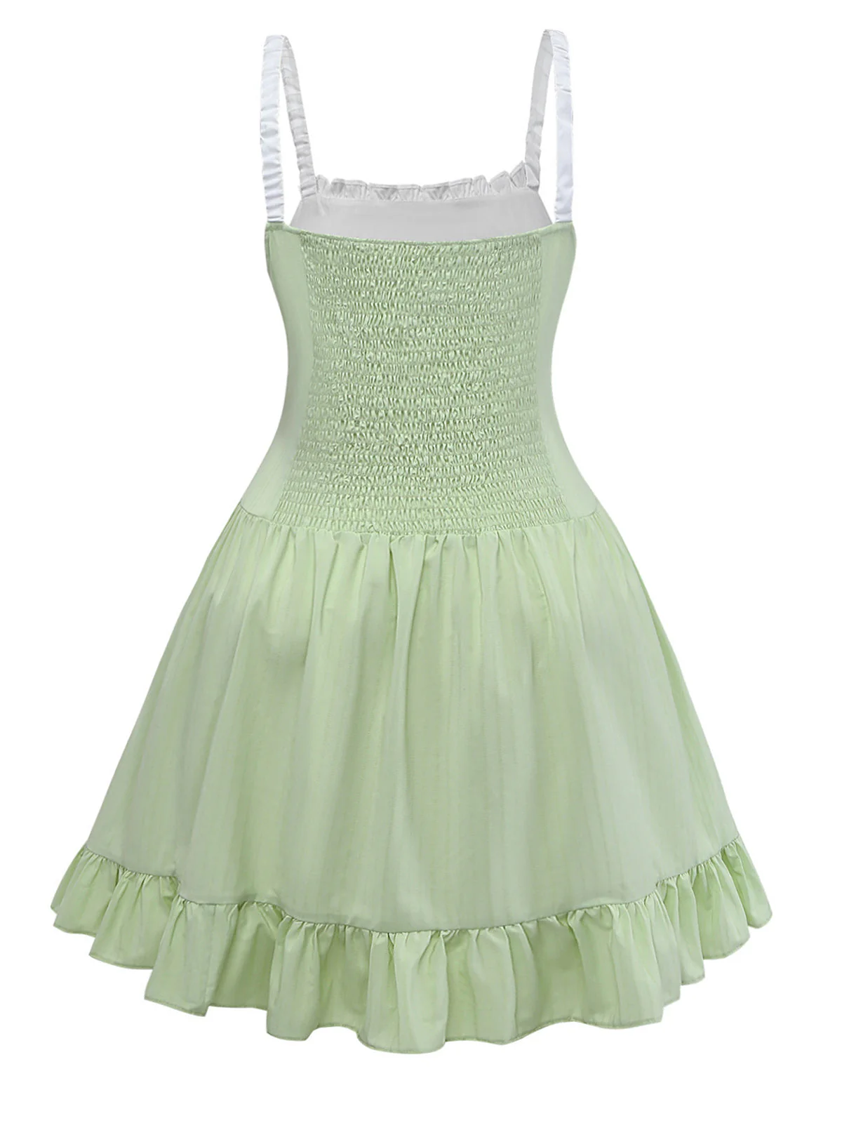 [Vorverkauf] [Übergröße] Grünes 60er Smockkleid mit Rüschensaum - Image 4