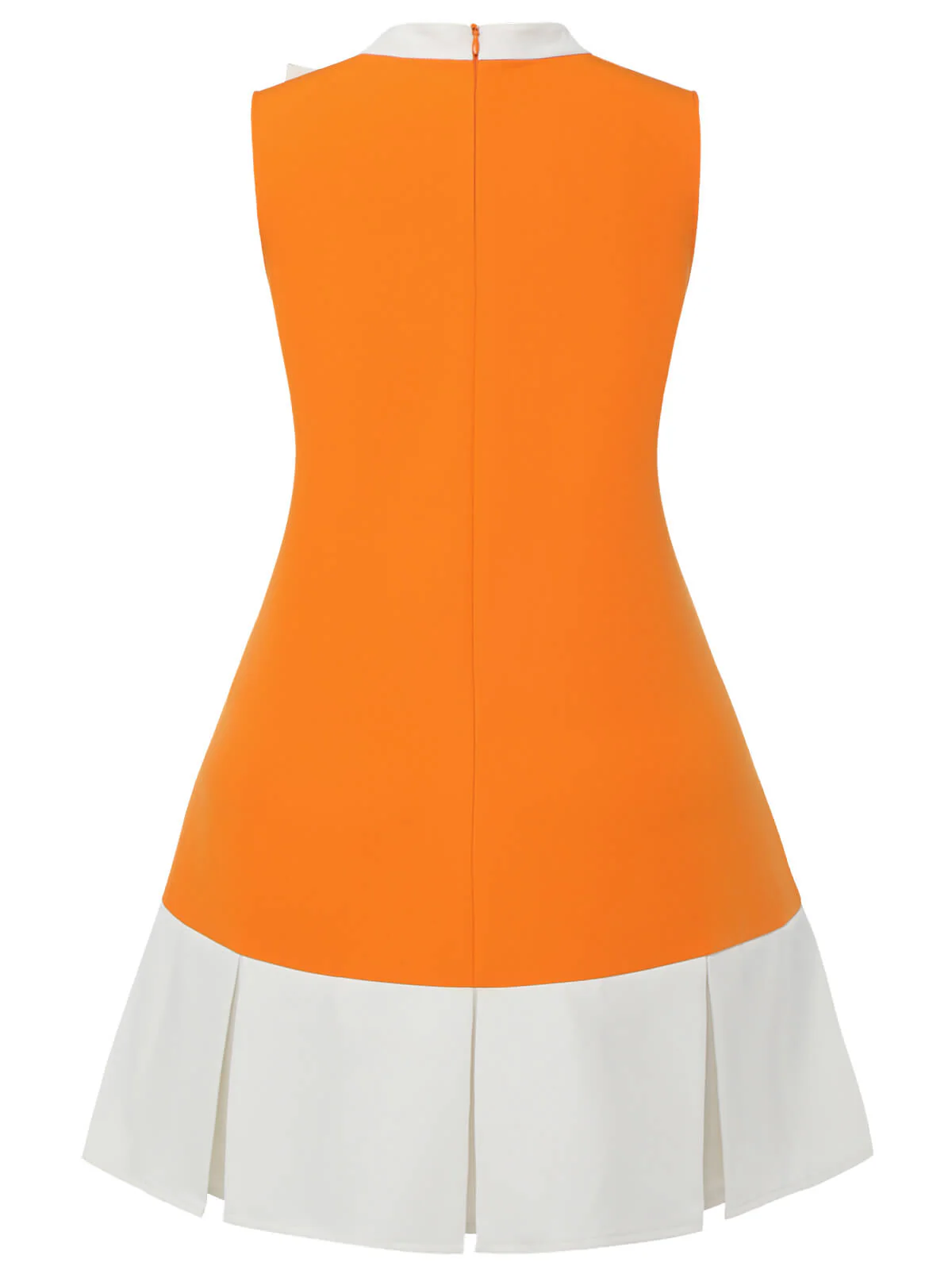 [Übergröße] Orange 1960er Bogen Patchwork Ärmelloses Kleid - Image 4