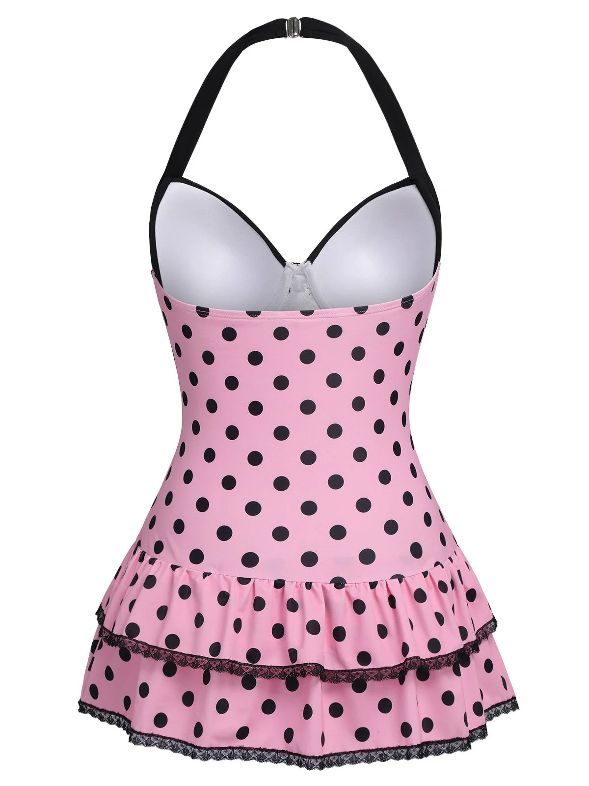 [Übergröße] Rosa 1940er Polka Dots Hater Badeanzug - Image 3