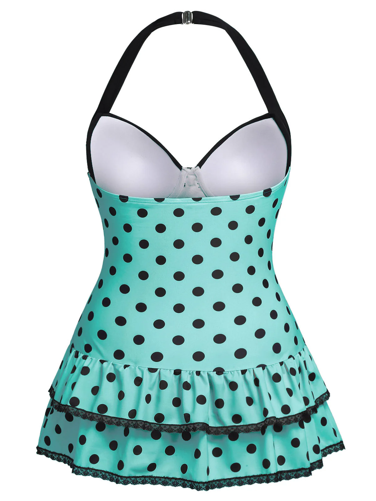 [Übergröße] Rosa 1940er Polka Dots Hater Badeanzug - Image 8