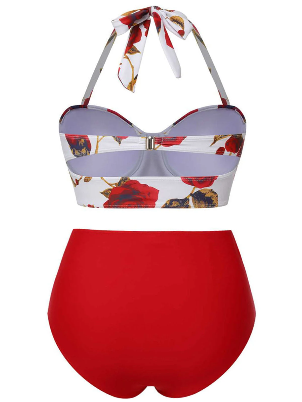 [Übergröße] Rot 1960er Halter Roses Badeanzug - Image 2
