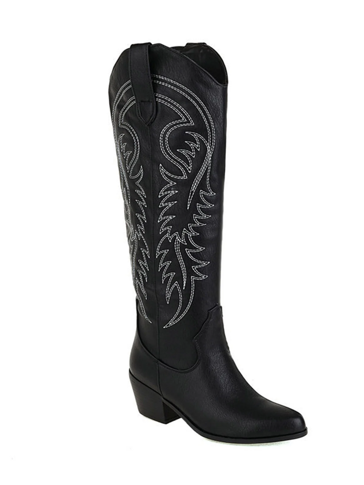 Bestickte Klobiger Absatz Cowboy Halbhohe Stiefel - Image 2