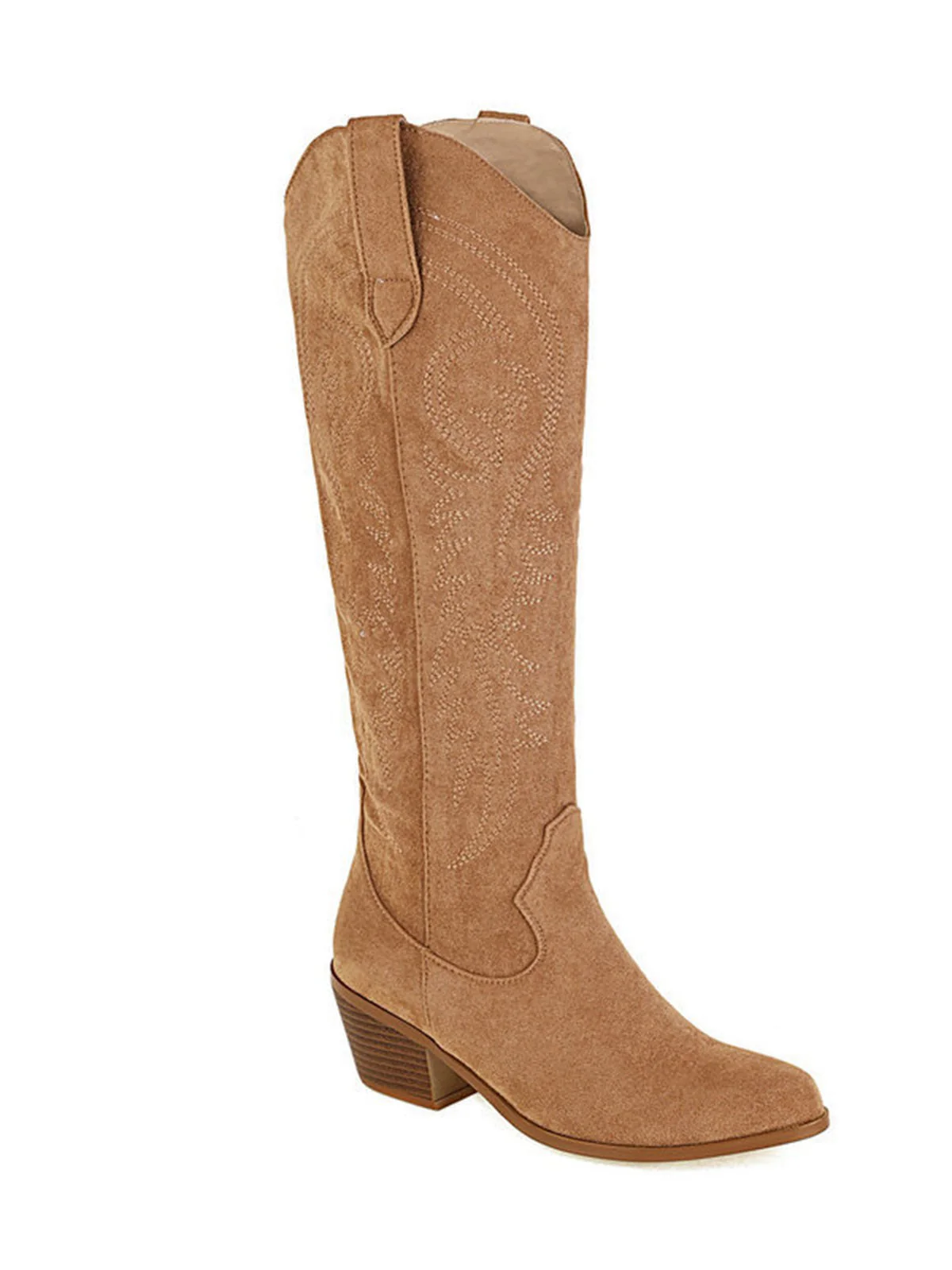 Bestickte Klobiger Absatz Cowboy Halbhohe Stiefel - Image 3