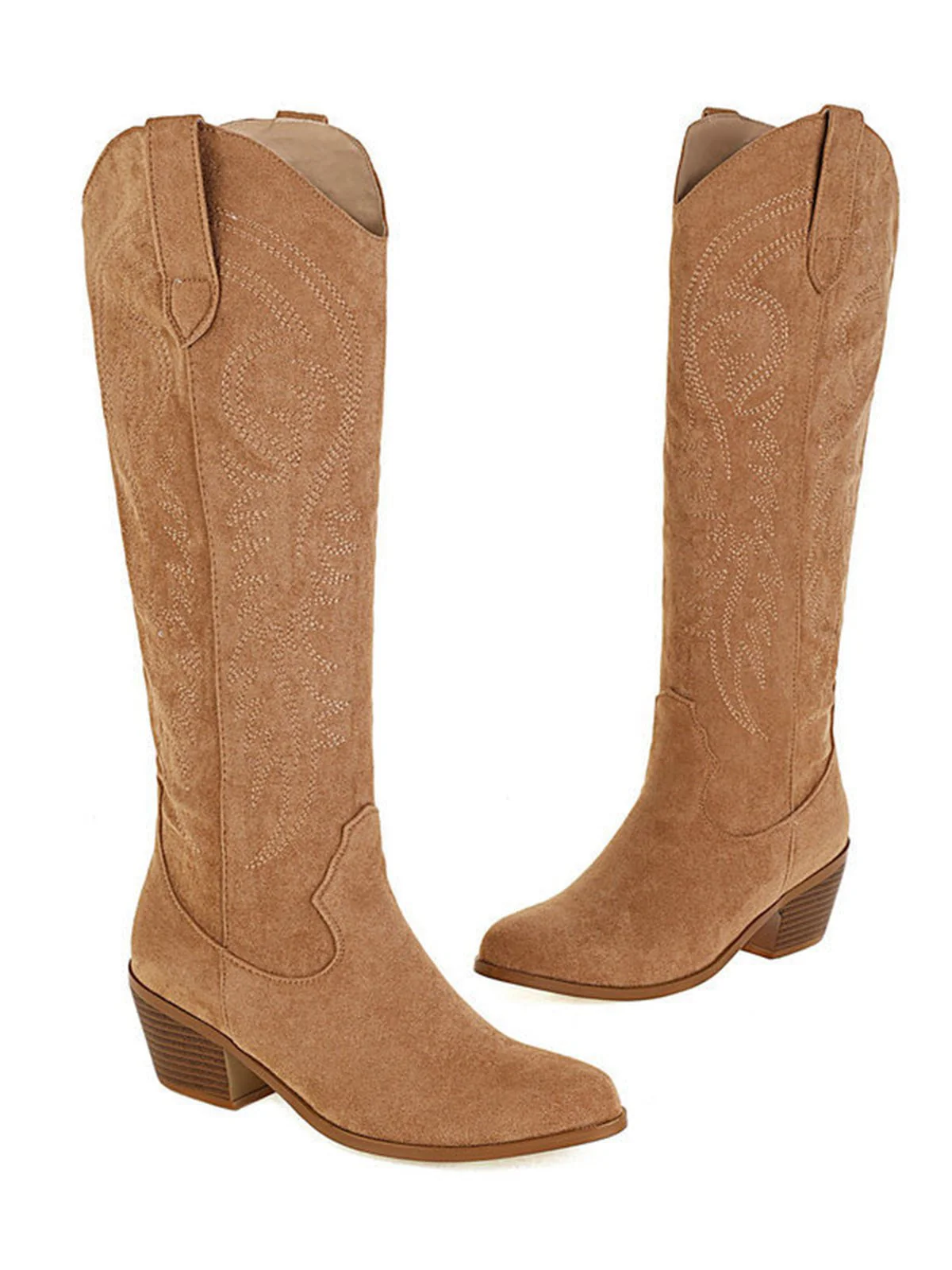Bestickte Klobiger Absatz Cowboy Halbhohe Stiefel - Image 5
