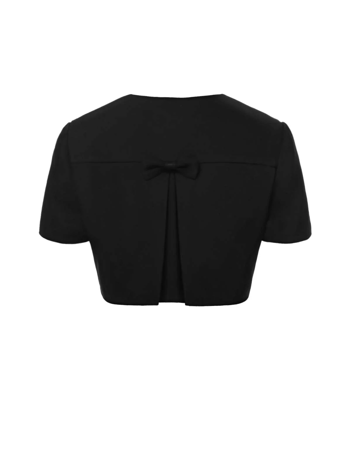 Schwarz 1950er Solid Bow Short Jacket - Image 4