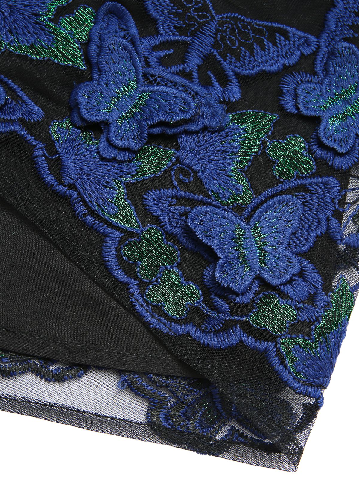 Schwarzes 1950er V-Ausschnitt 3D Schmetterling Mesh Kleid - Image 7