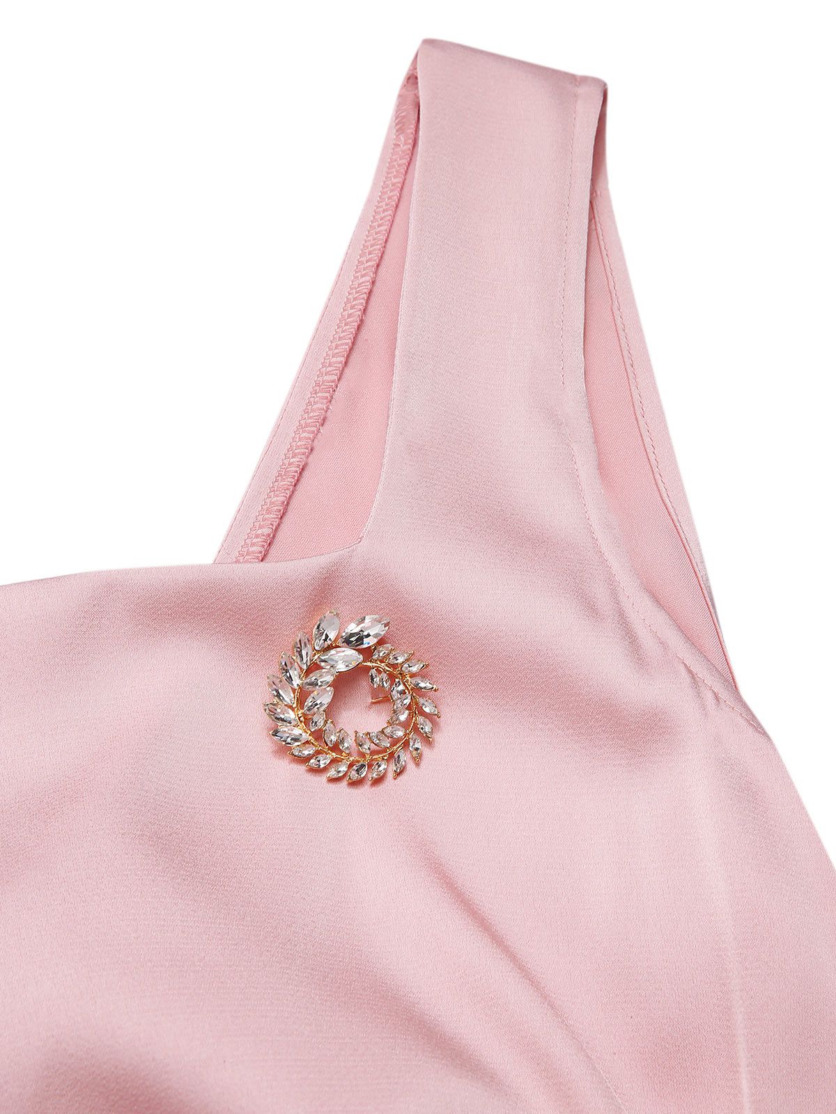 Blassrosa 1920er Satin Quadratischer Hals Zurück-Bogen Kleid - Image 6