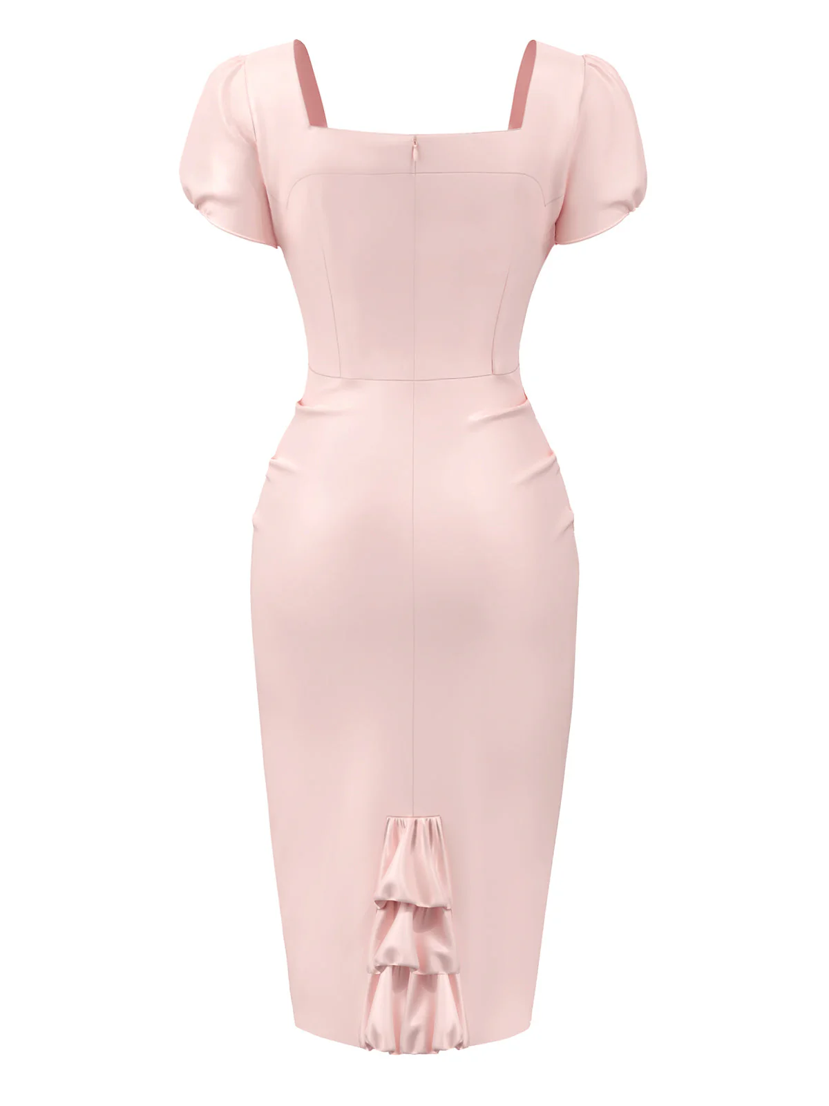 Blassrosa 1960er Herz Puff Bleistift Kleid - Image 3