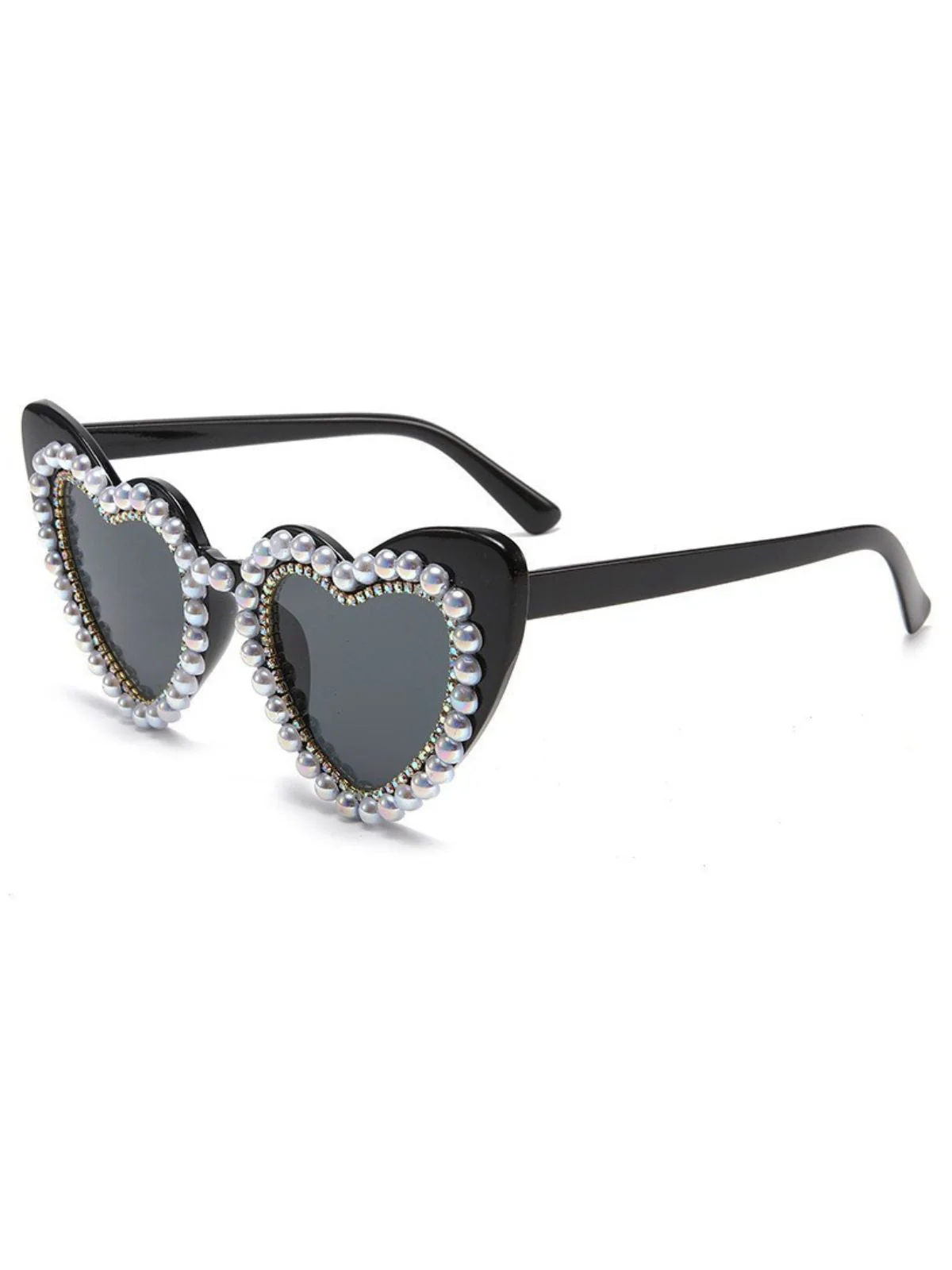 Blassrosa Vintage Strassstein Herzrahmen Sonnenbrille - Image 2